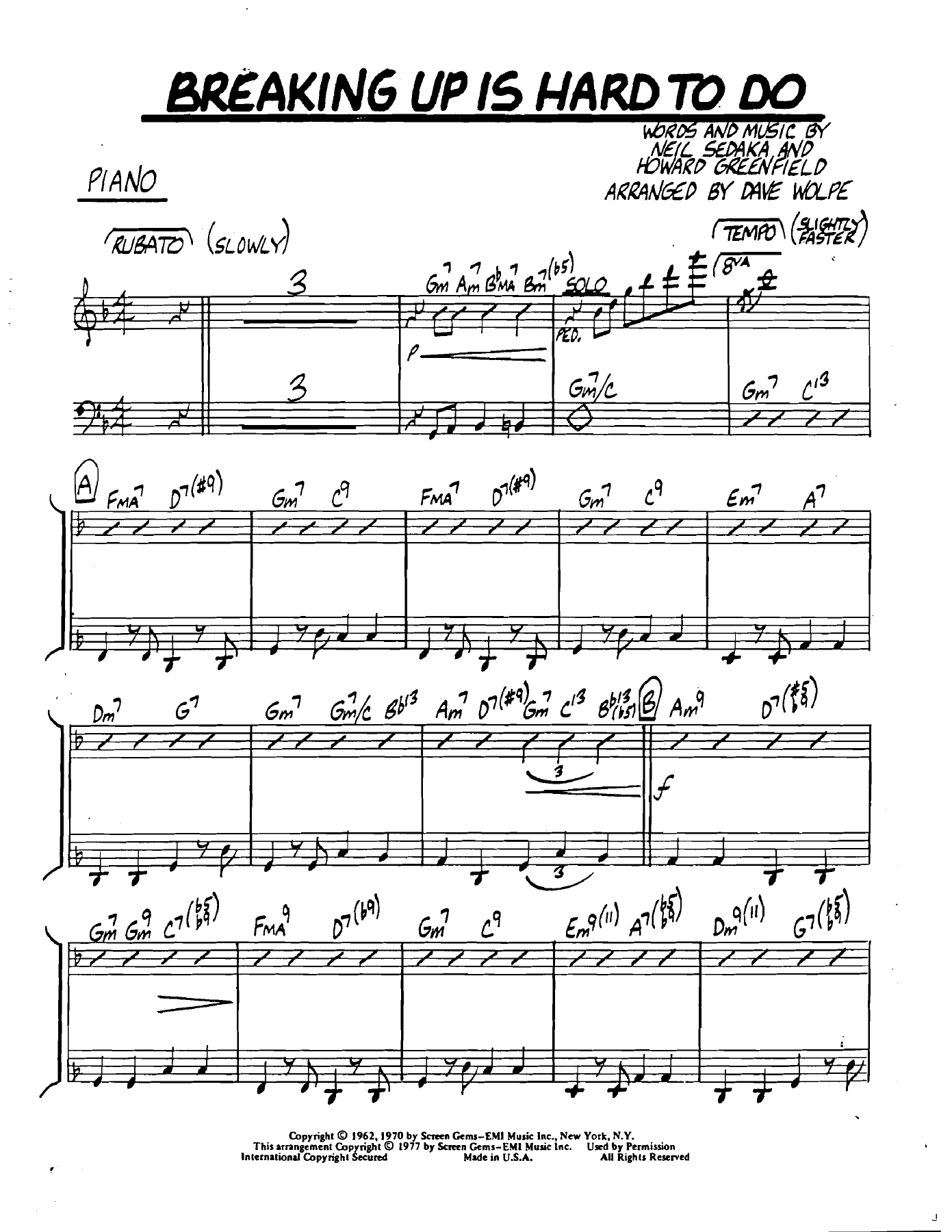 Breakingupishardtodo Piano — Small Ensemble sheet music arranged by Dave Wolpe | Pop