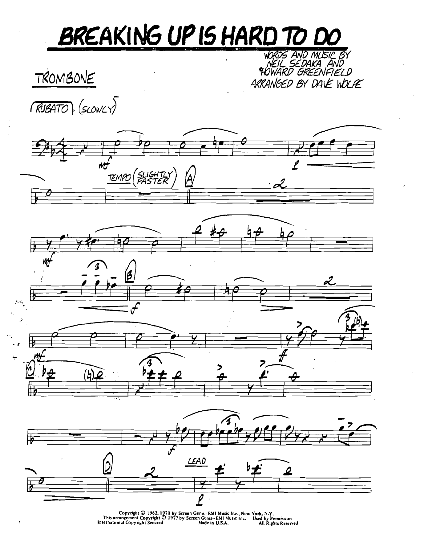 Breakingupishardtodo Trombone — sheet music cover (first page)