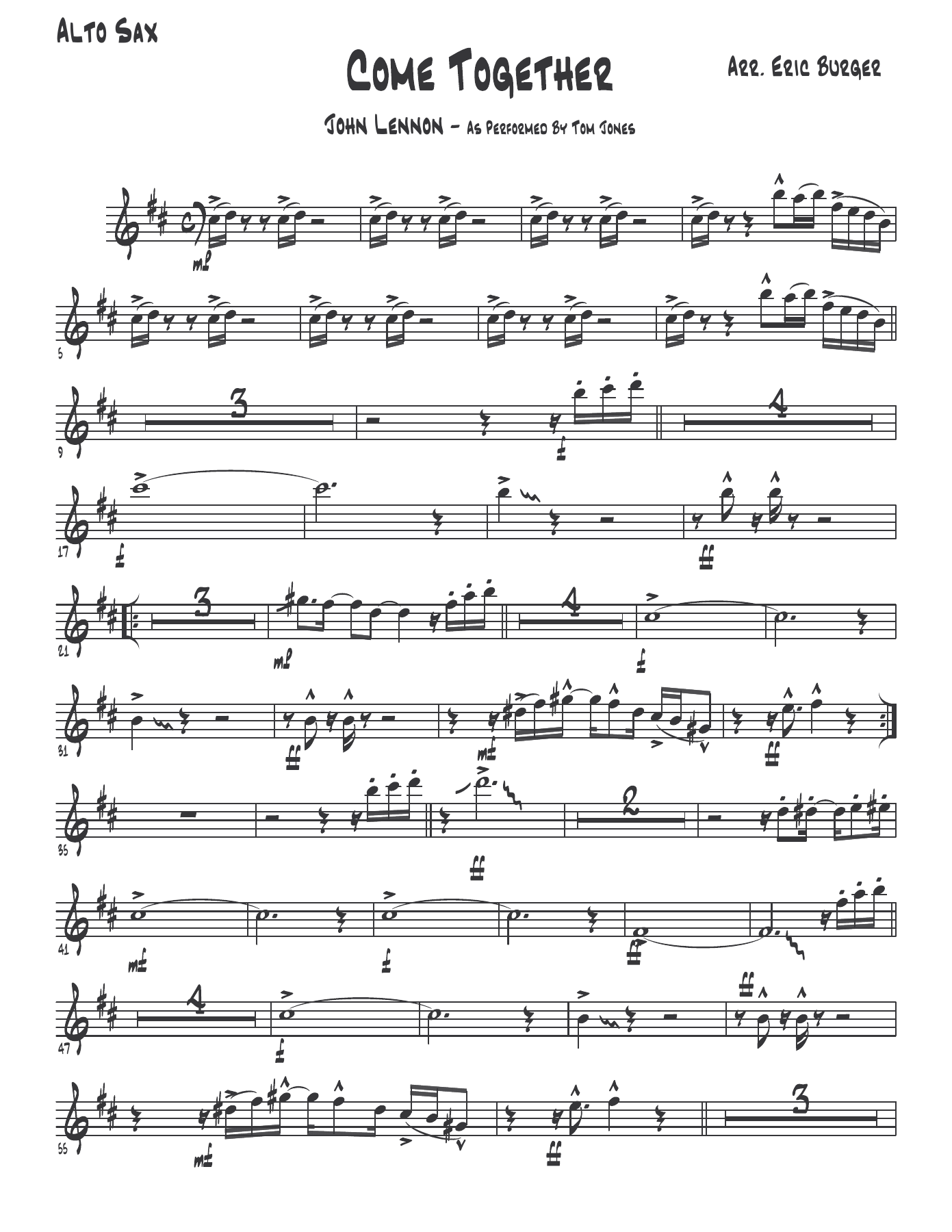 Come Together — sheet music cover (first page)