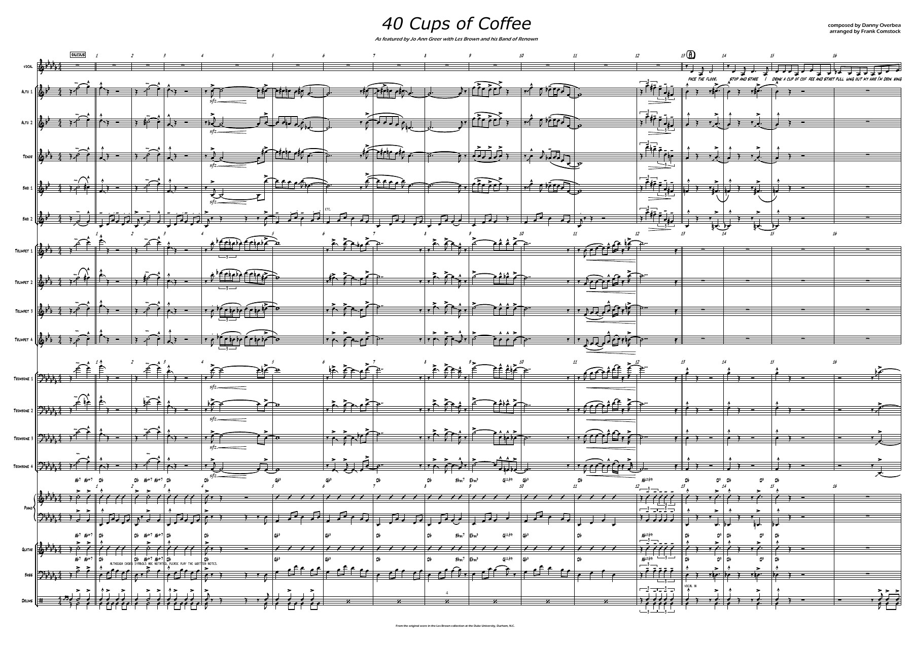40 Cups Of Coffee — sheet music preview