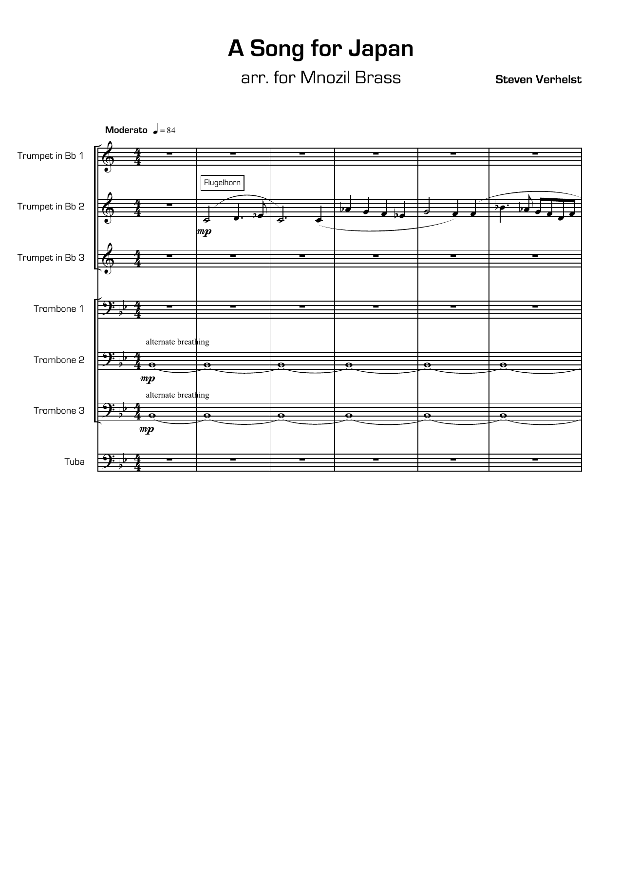 A Song For Japan — Small Ensemble sheet music arranged by Mnozil Brass | Jazz Standard