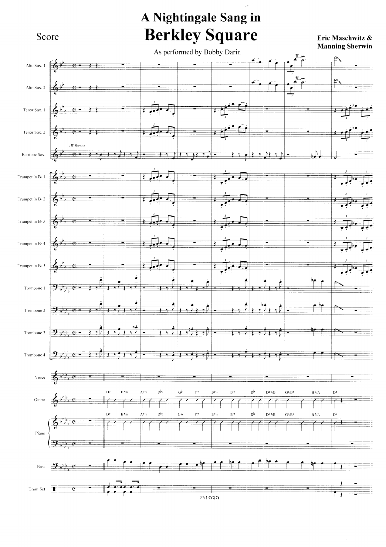 A Nightingale Sang In Berkeley Square — sheet music cover (first page)