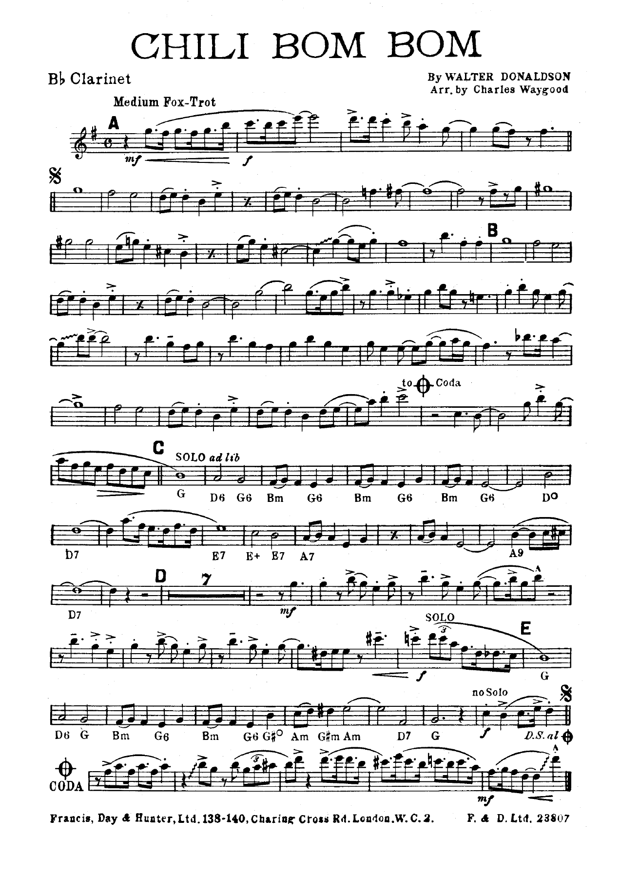 Chili Bom Bom — sheet music cover (first page)