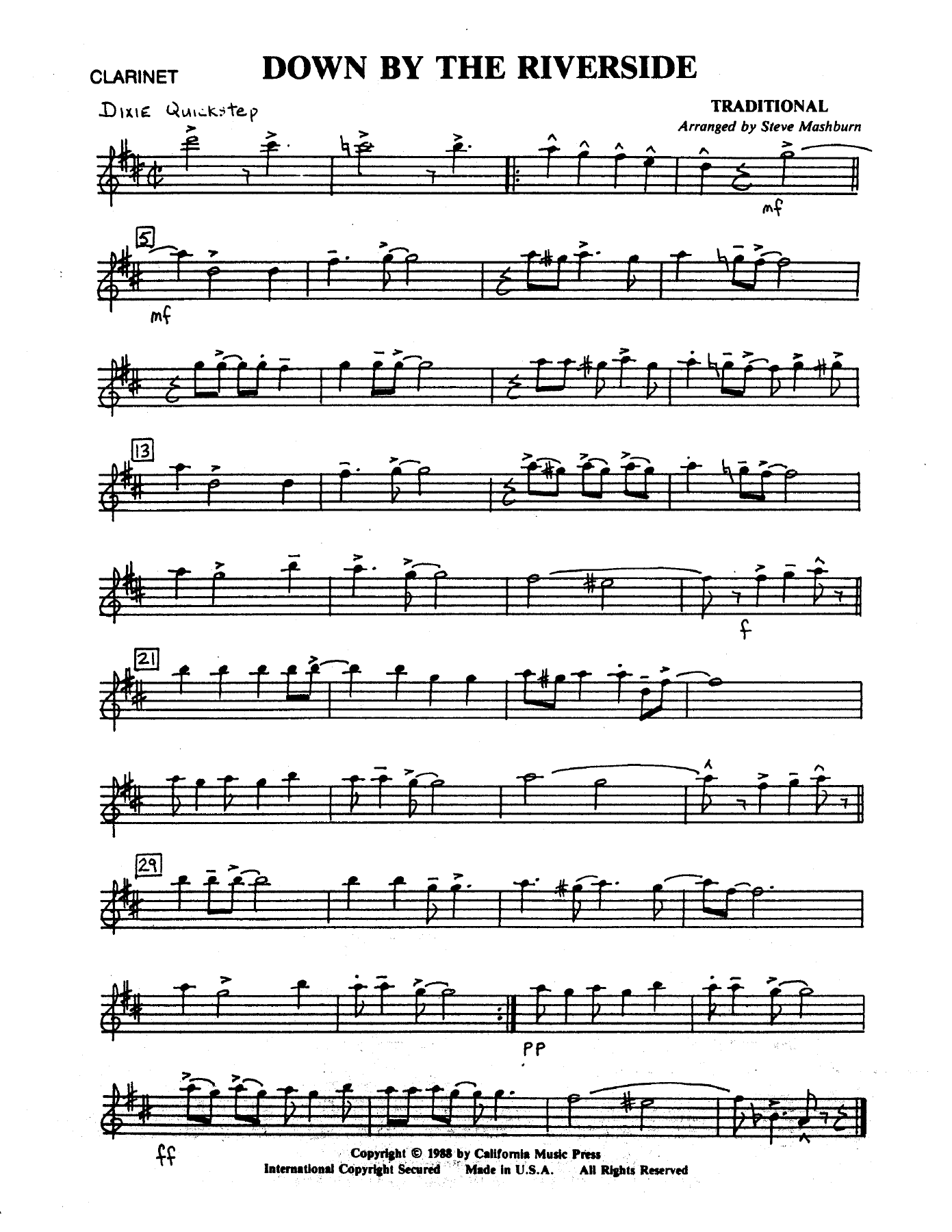 Down By The Riverside (S.Mashburn) Trad. — sheet music preview