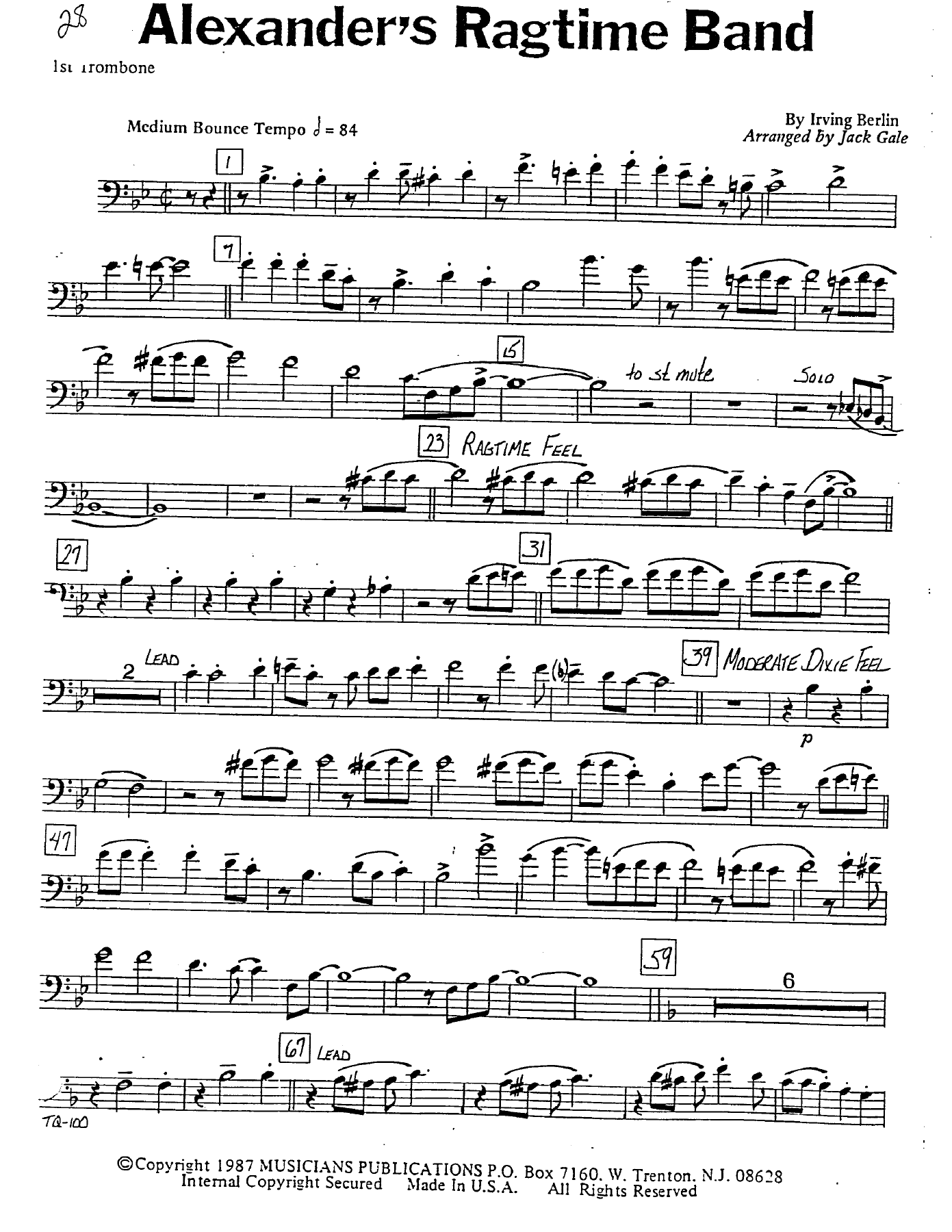 Brass Quartet Trombone — sheet music preview