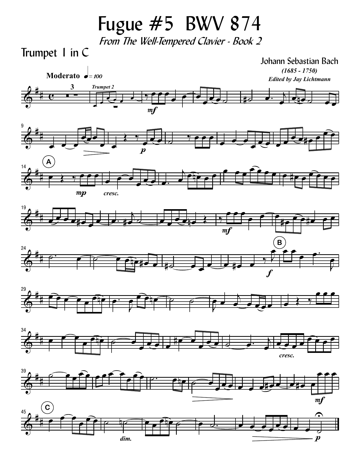 Brass Quintet — sheet music cover (first page)