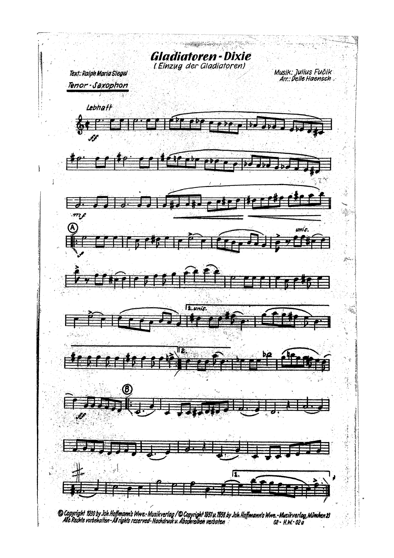 Gladiatoren-Dixie (J.Fucik) D.Haensch — sheet music preview