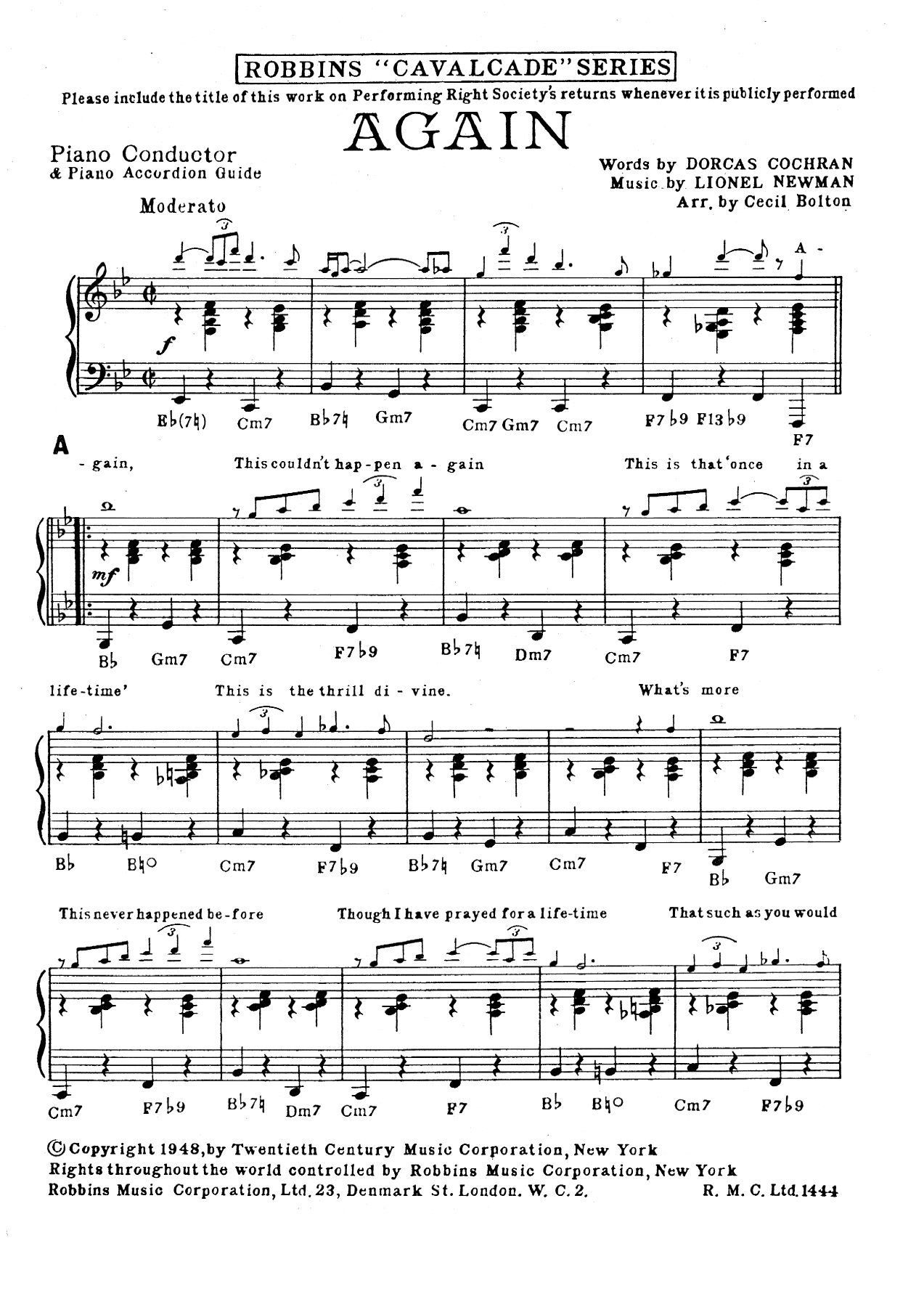 Again — sheet music preview