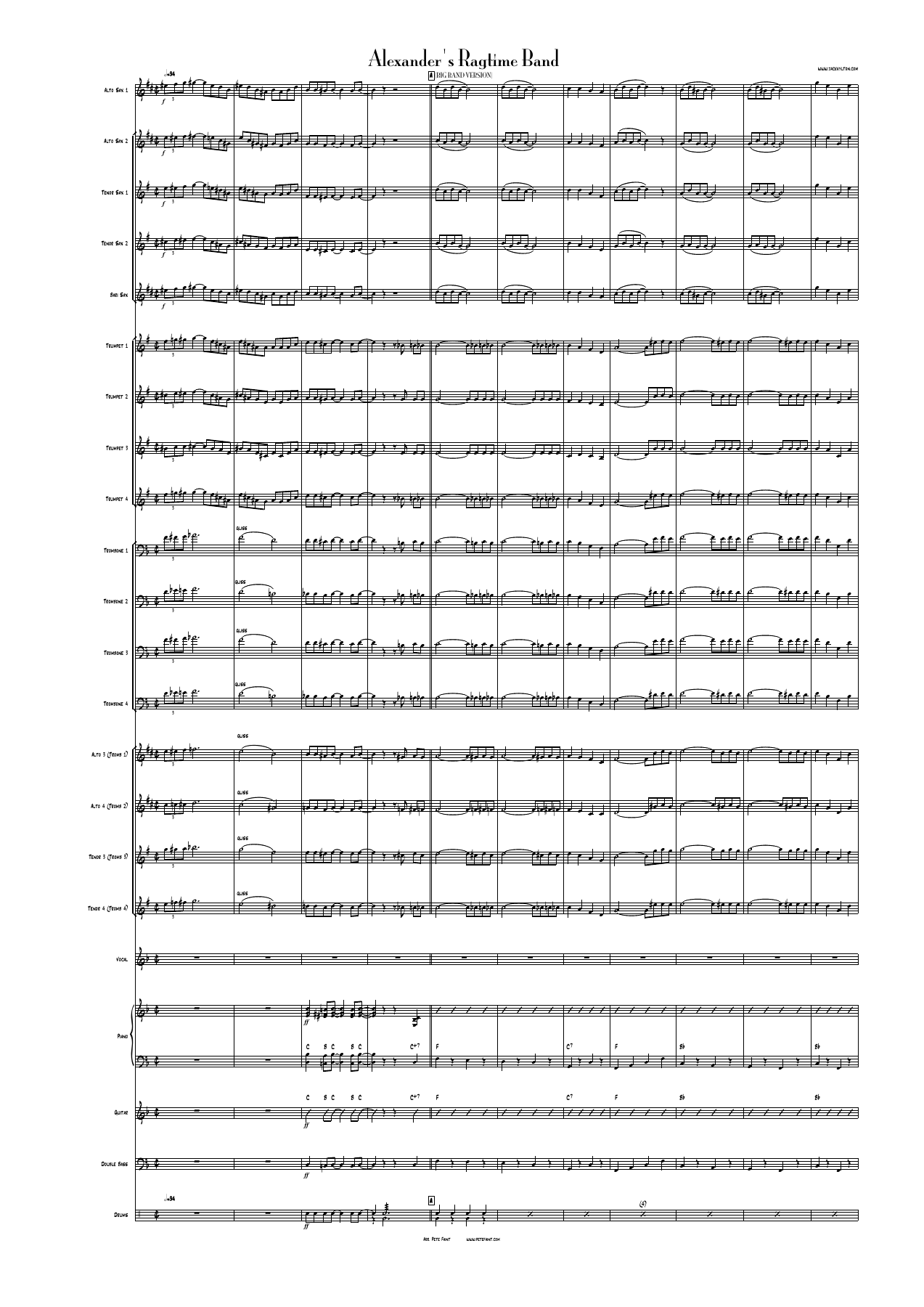 Alexander's Ragtime Band — sheet music preview