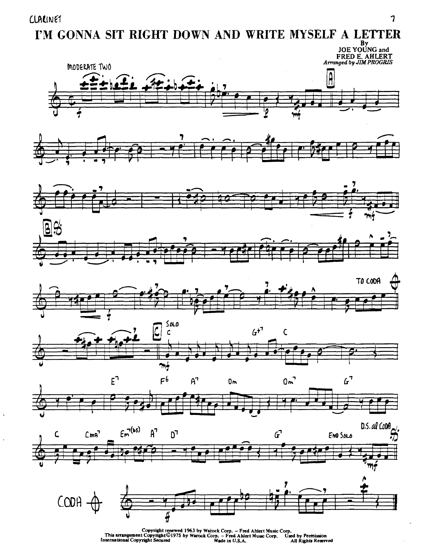 I'm Gonna Sit Right Down And Write Myself A Letter — sheet music preview