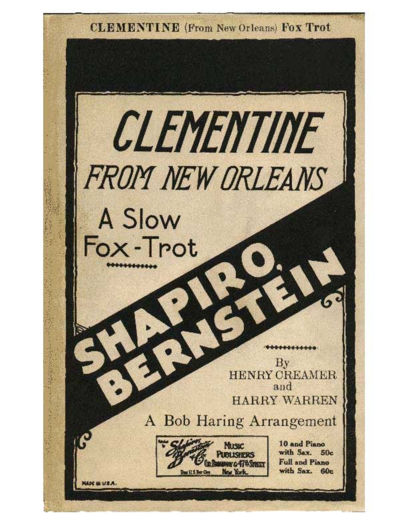 Clementine — sheet music cover (first page)
