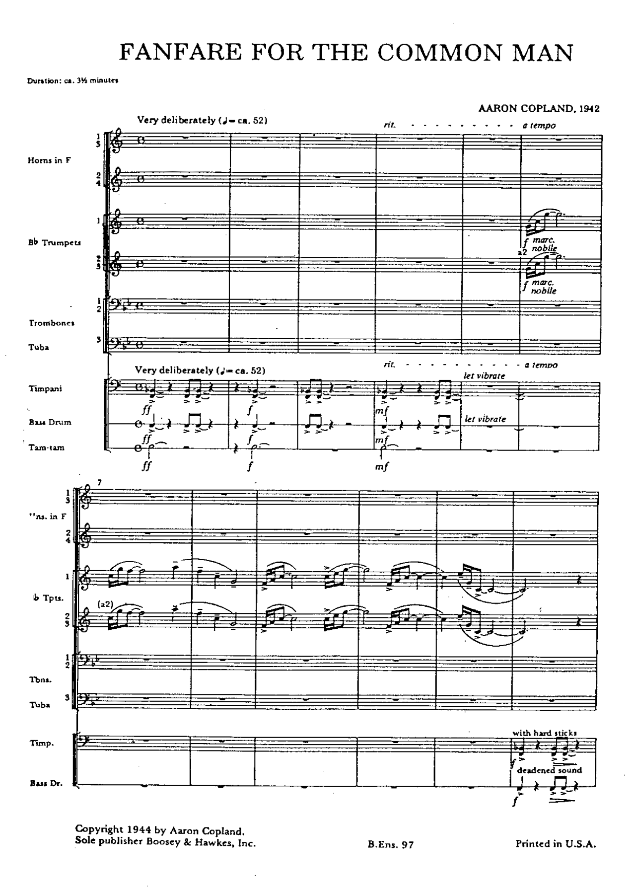 Copland - Fanfare For The Common Man — sheet music preview