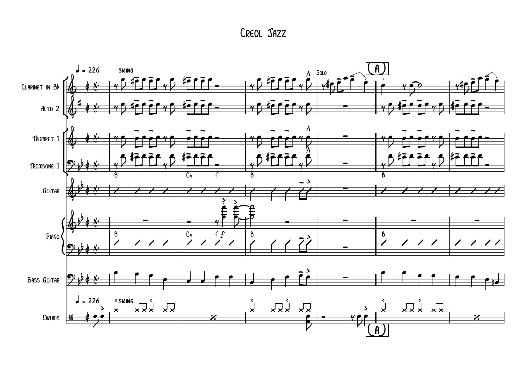 Creol Jazz — Small Ensemble sheet music arranged by Mr. X | Jazz Standard