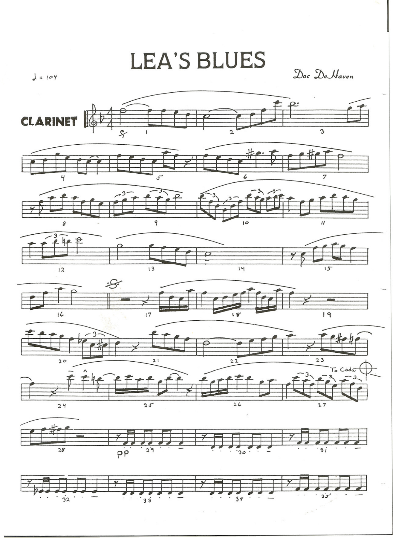 Lea's Blues — sheet music cover (first page)
