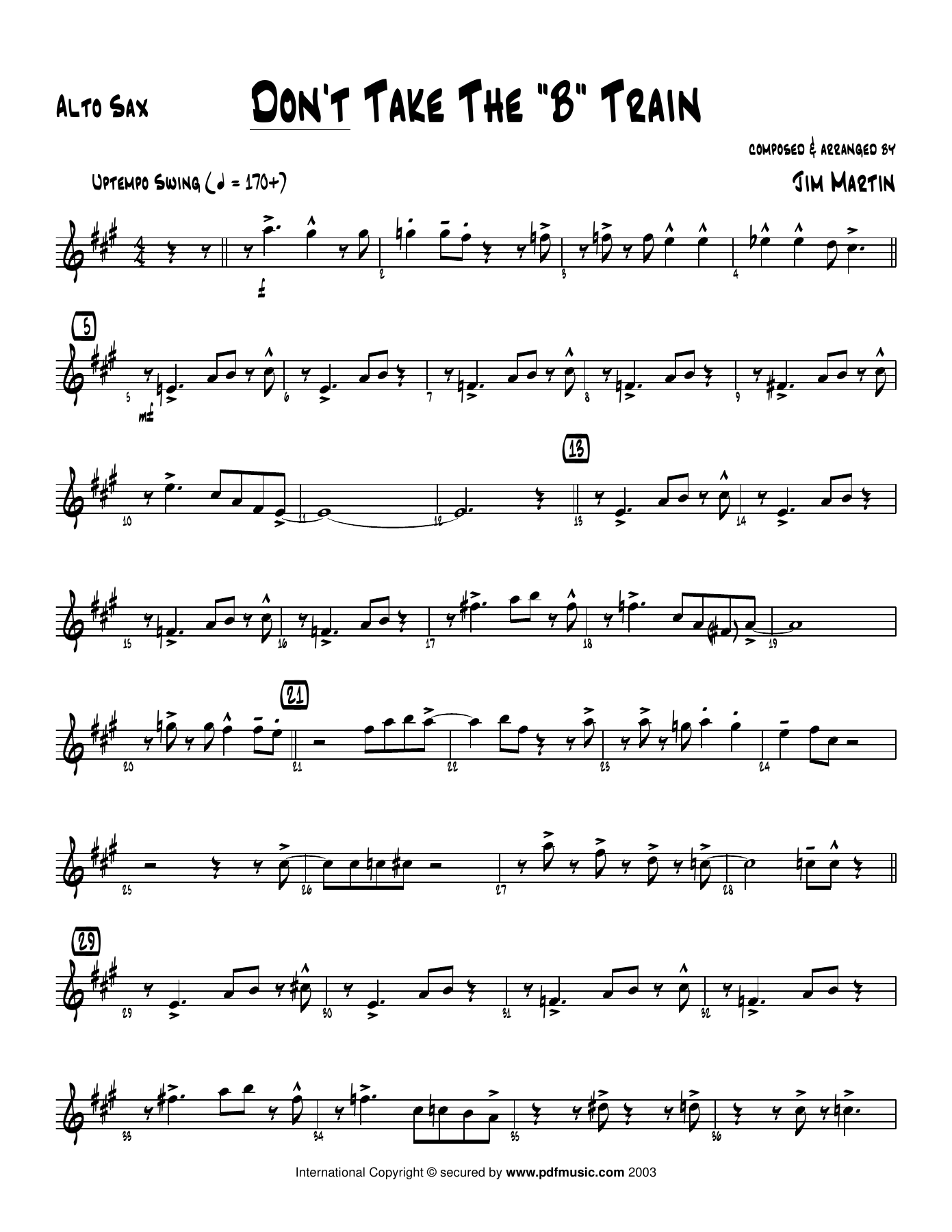 Don't Take The B Train — sheet music preview