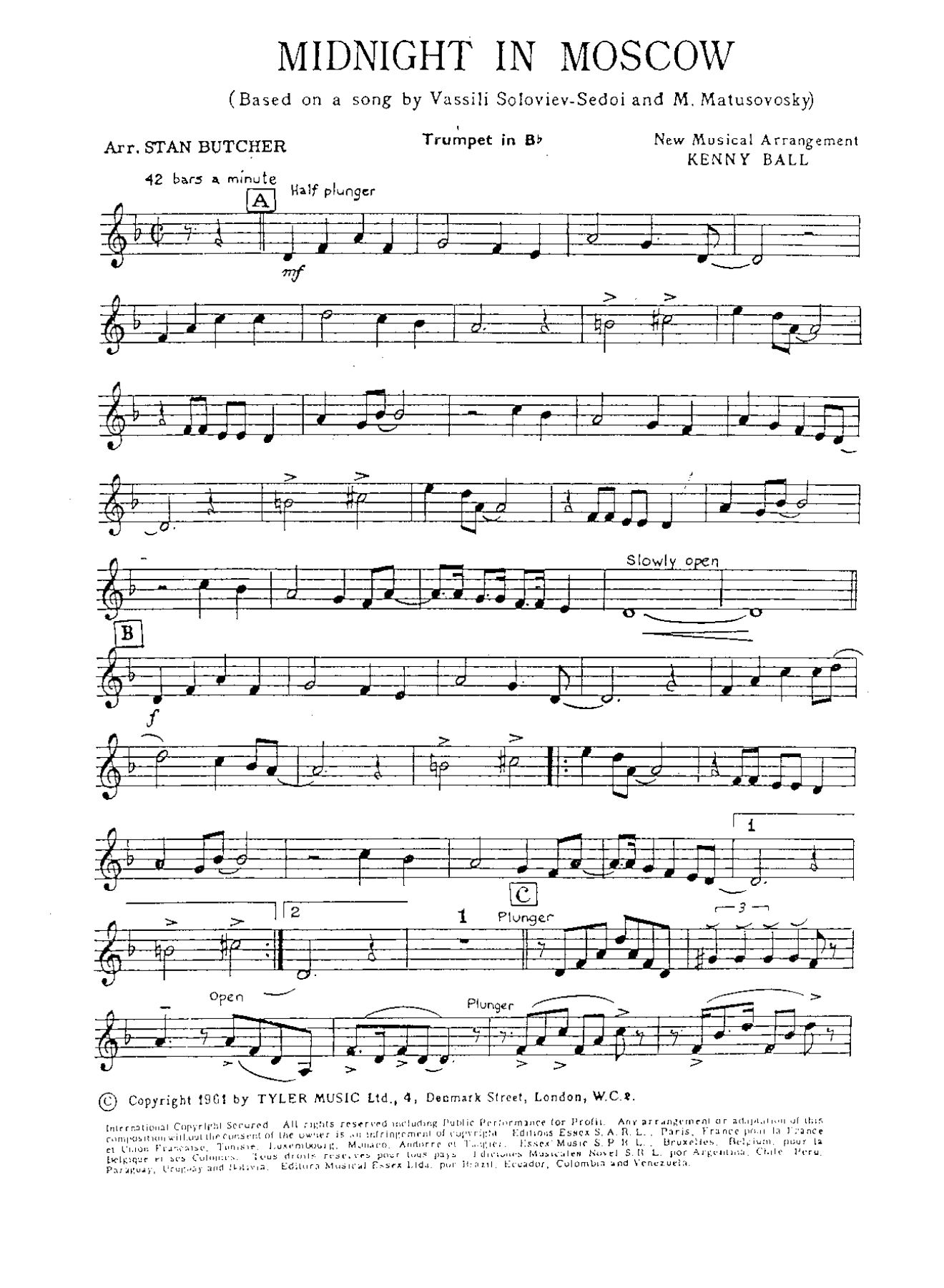 Midnight in Moscow (S.Butcher) K.Ball — sheet music preview