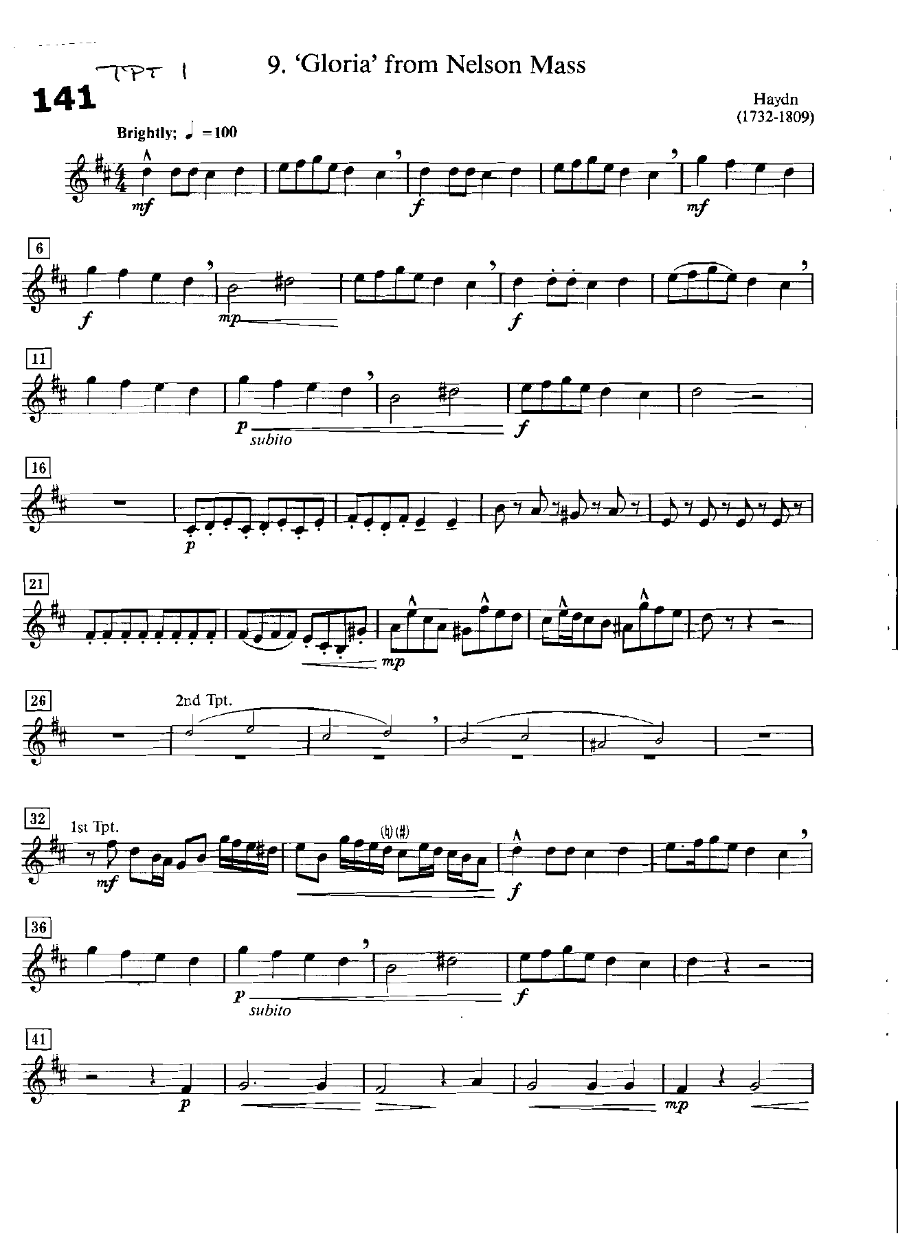 Gloria From Nelson Mass — sheet music cover (first page)