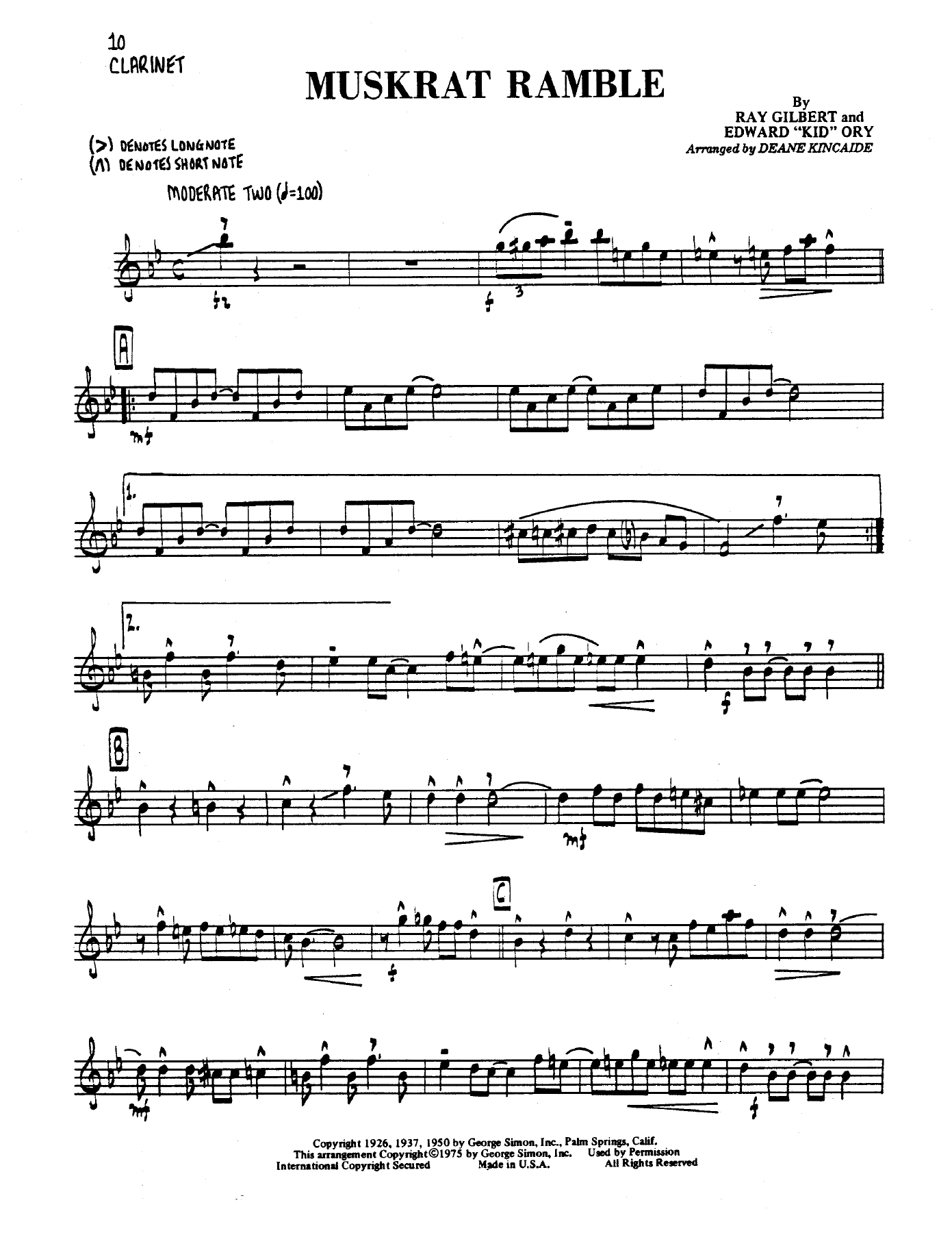 Muskrat Ramble — sheet music cover (first page)