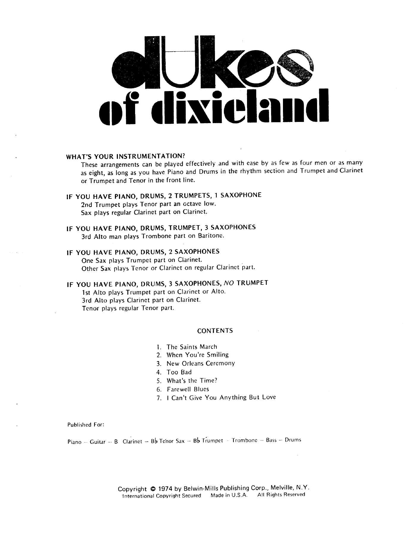 New Orleans Ceremony — Small Ensemble sheet music arranged by F.Barovick | Jazz Standard