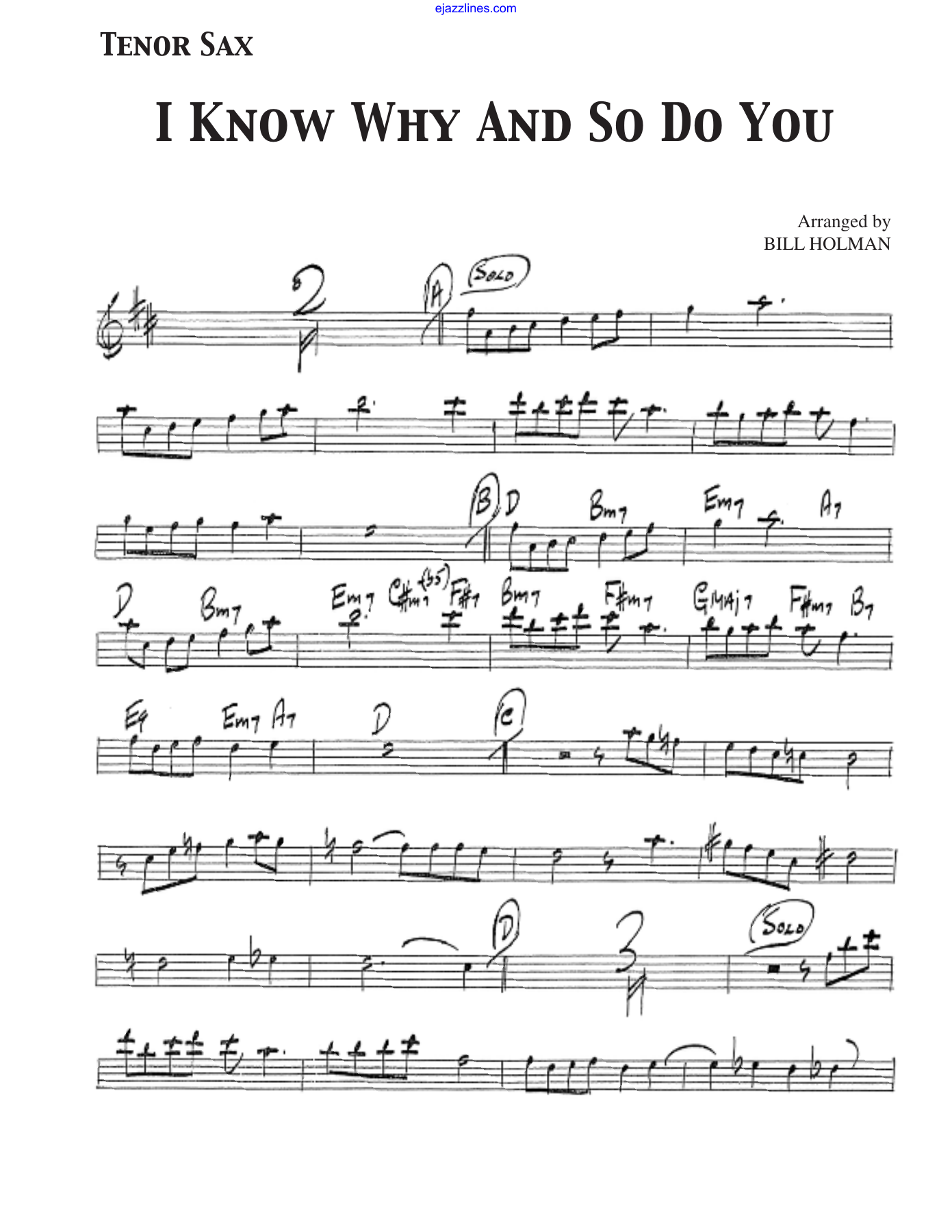 I Know Why (B.Holman) combo — sheet music cover (first page)