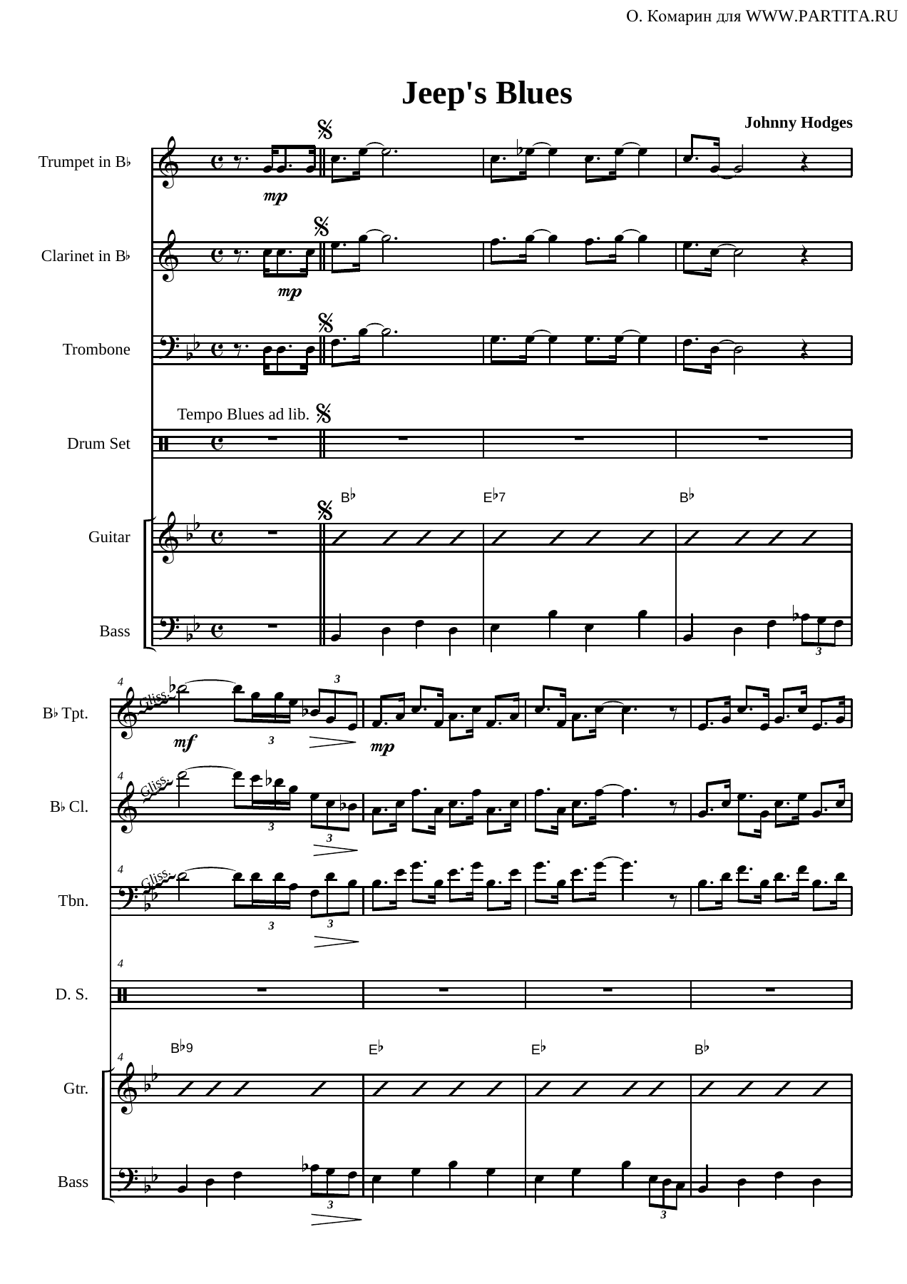 Jeep's Blues — sheet music preview