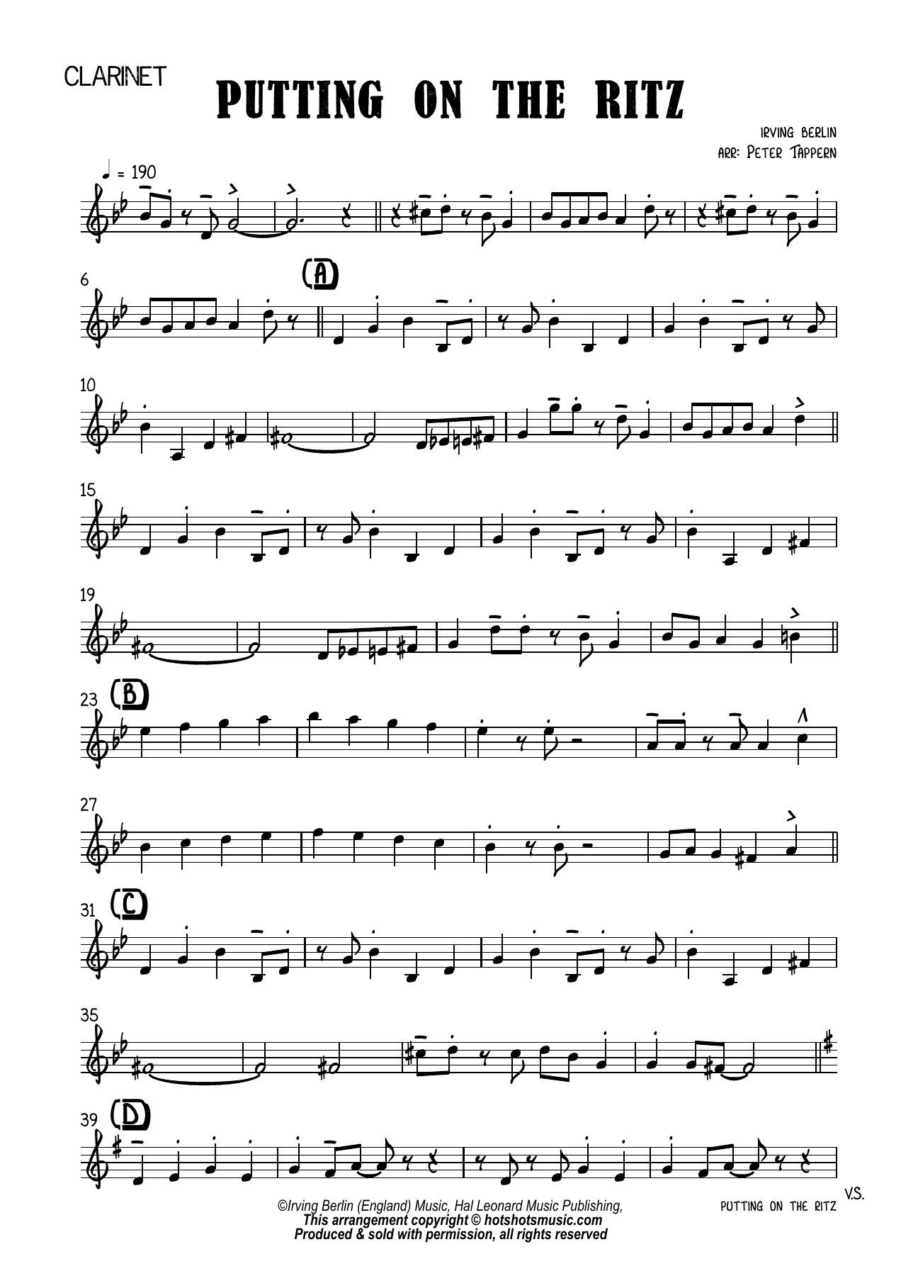 Puttin'On The Ritz — sheet music preview