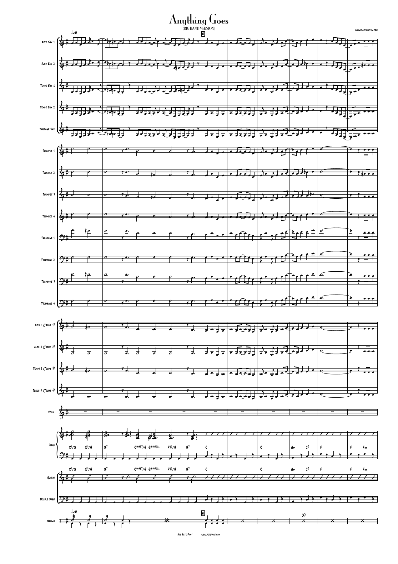 Anything Goes — sheet music cover (first page)