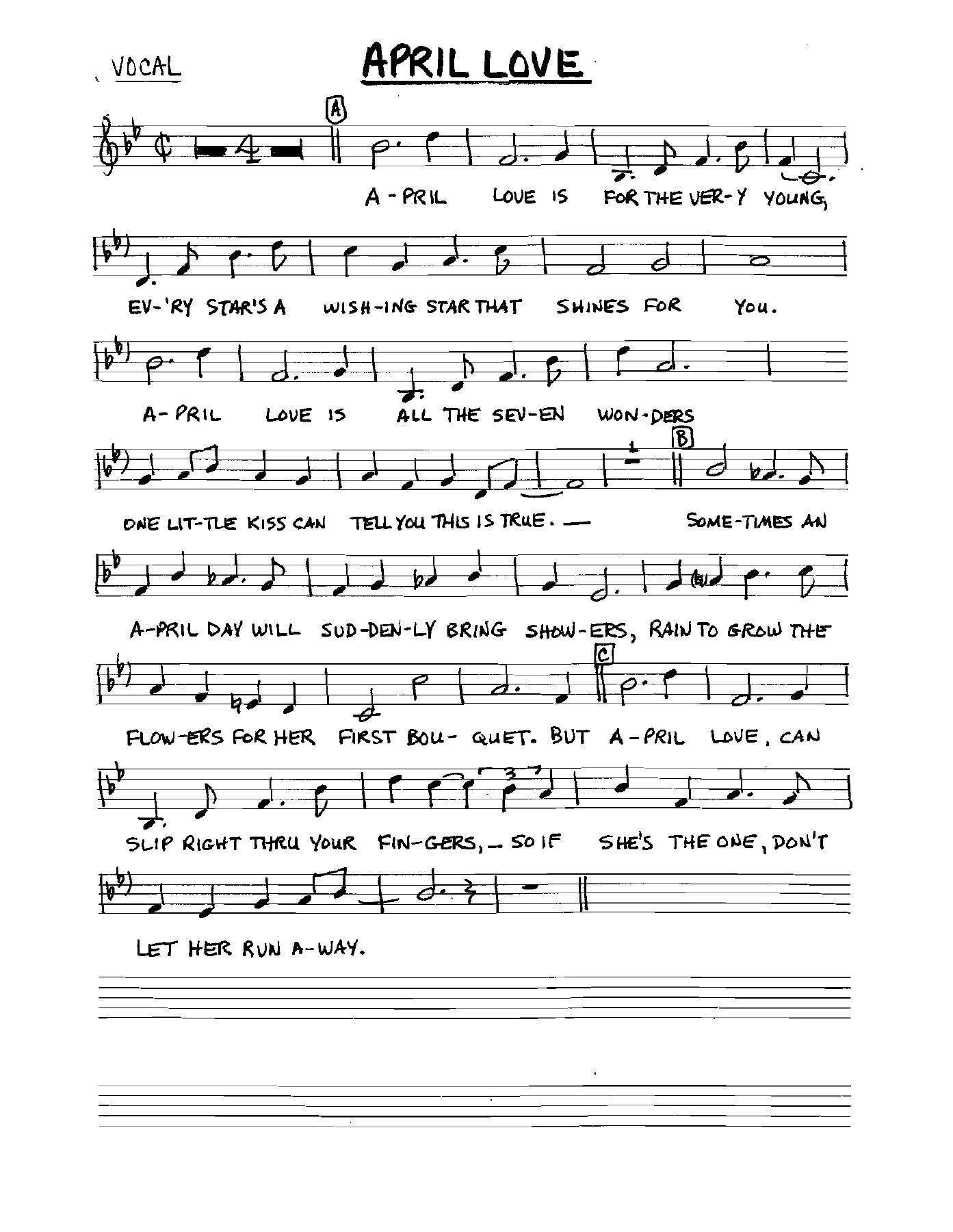 April Love — sheet music preview