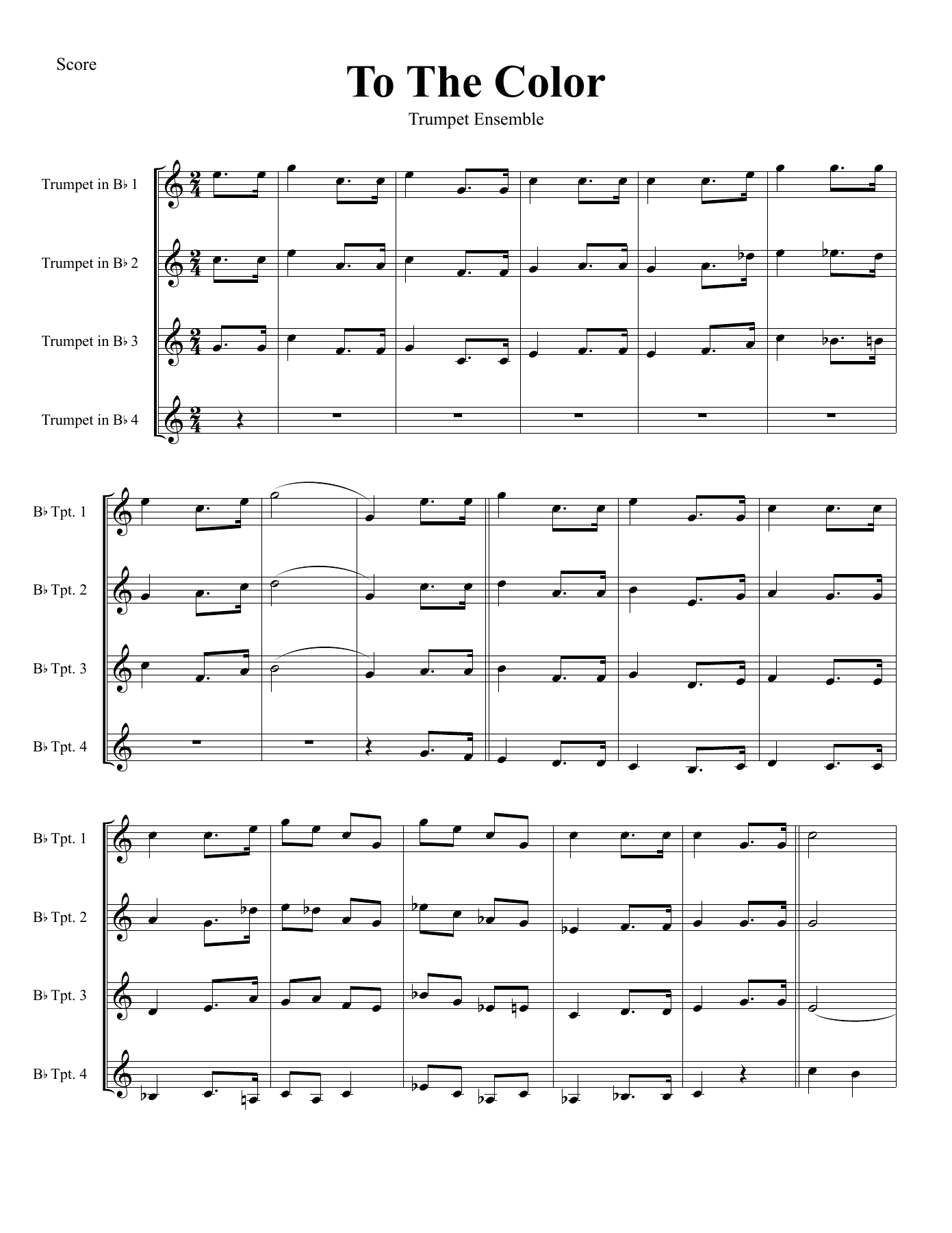 09.-To-the-Color — Small Ensemble sheet music arranged by Mr. X | Jazz Standard