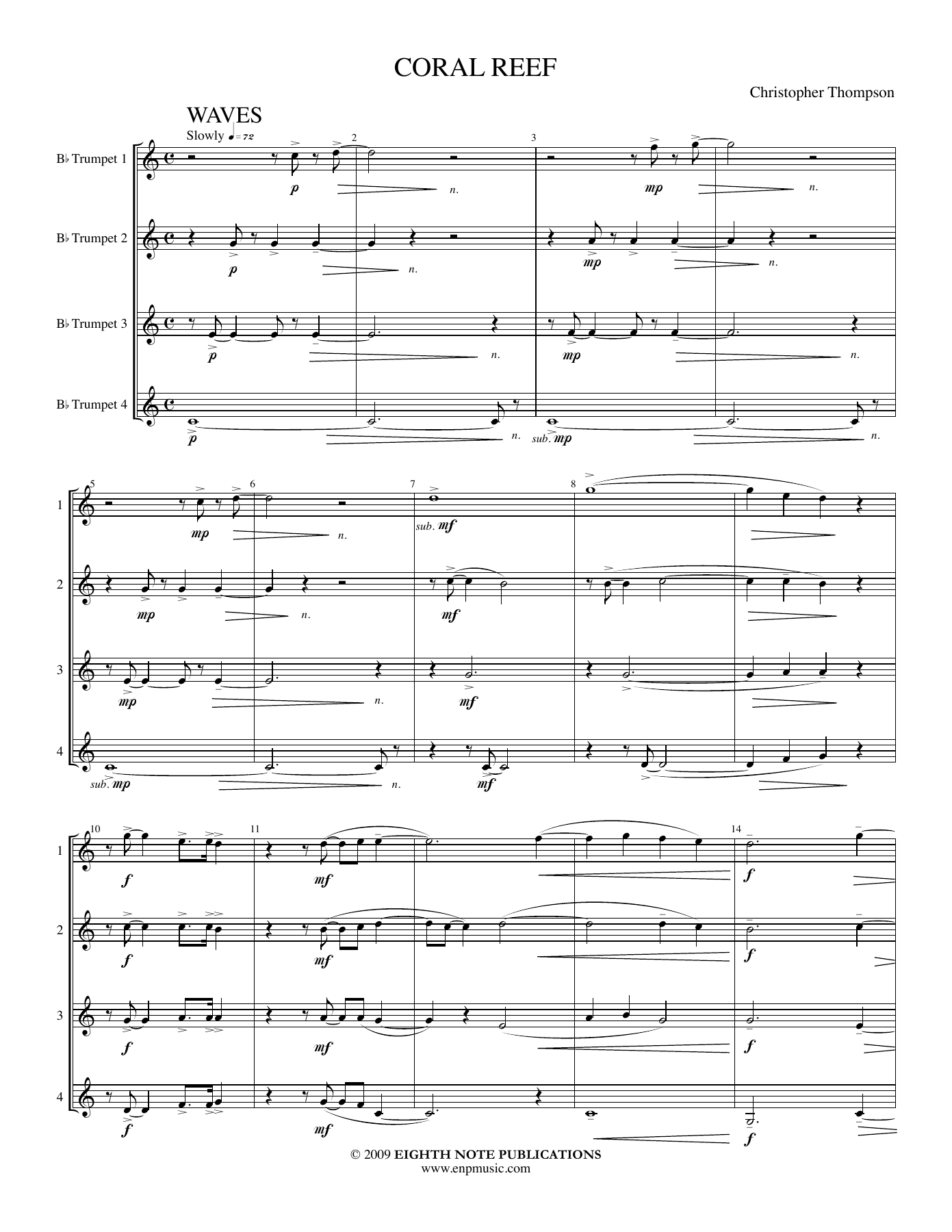 Coral Reef — sheet music cover (first page)