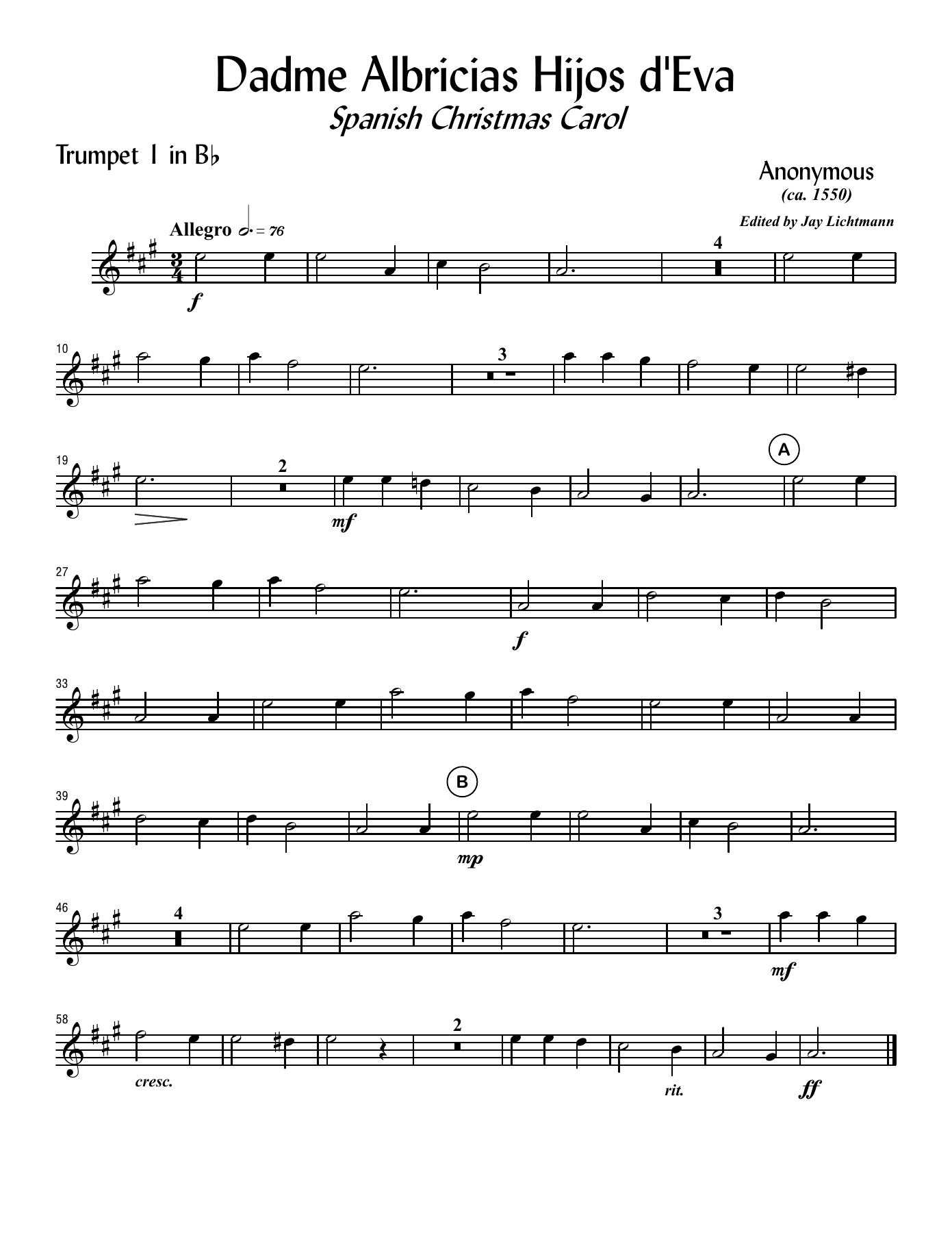 Dadme Albricias Hijos d'Eva — sheet music preview