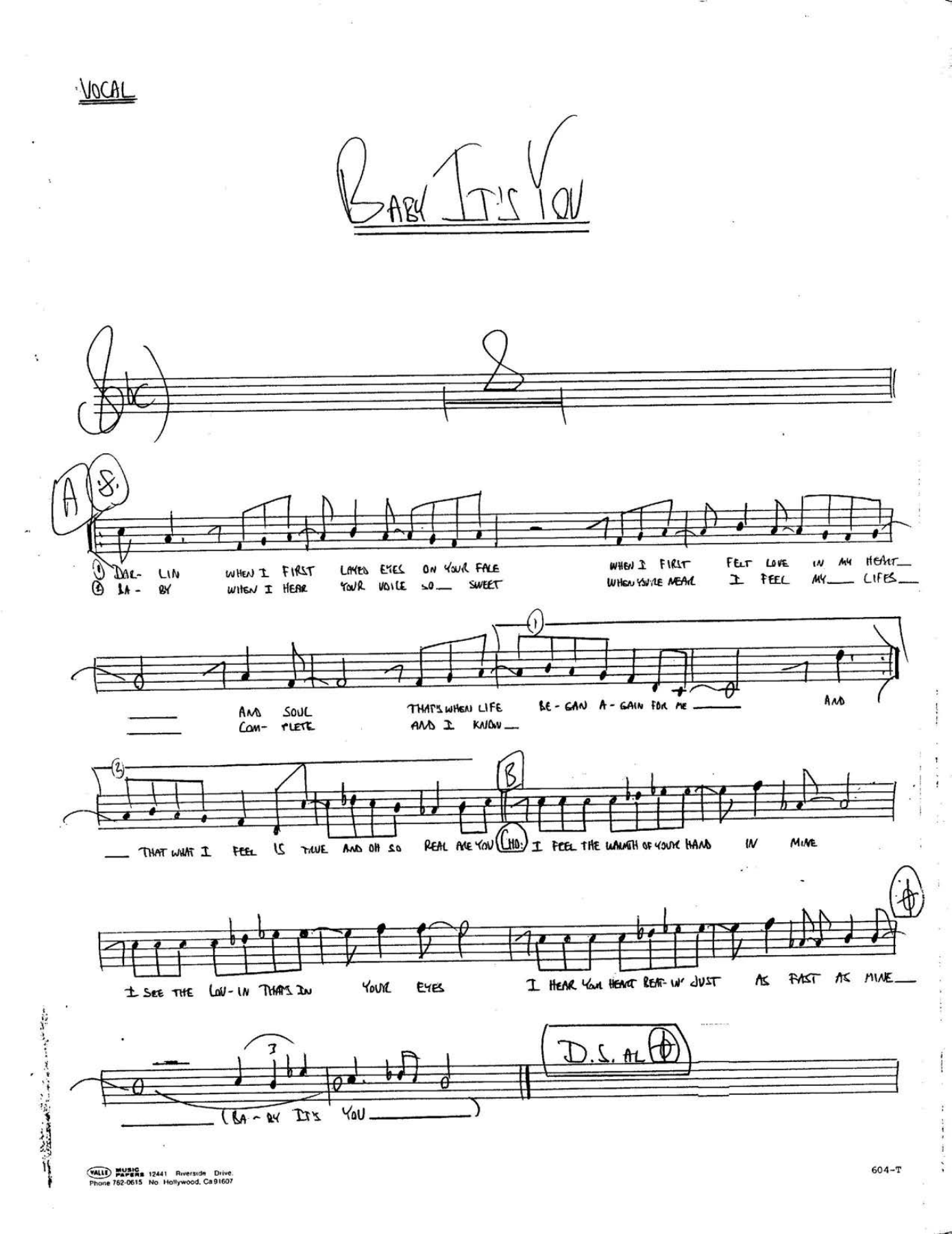 Baby It's You — sheet music preview