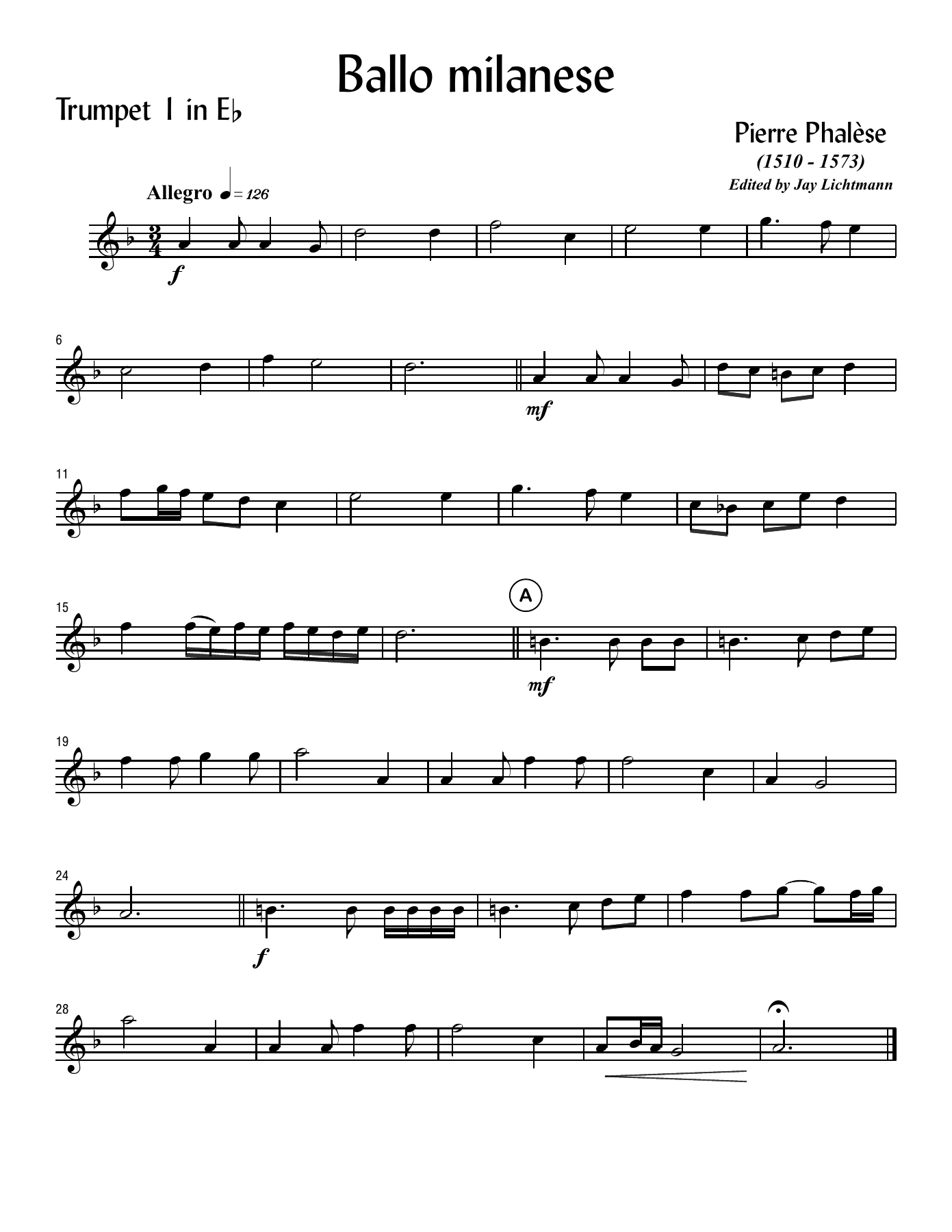 Ballo milanese — sheet music cover (first page)