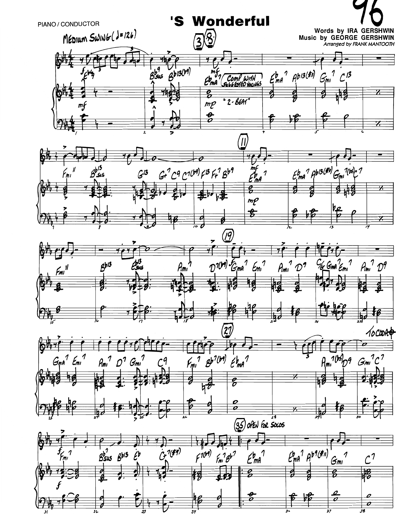 S'Wonderful (F.Mantooth) Combo — sheet music cover (first page)