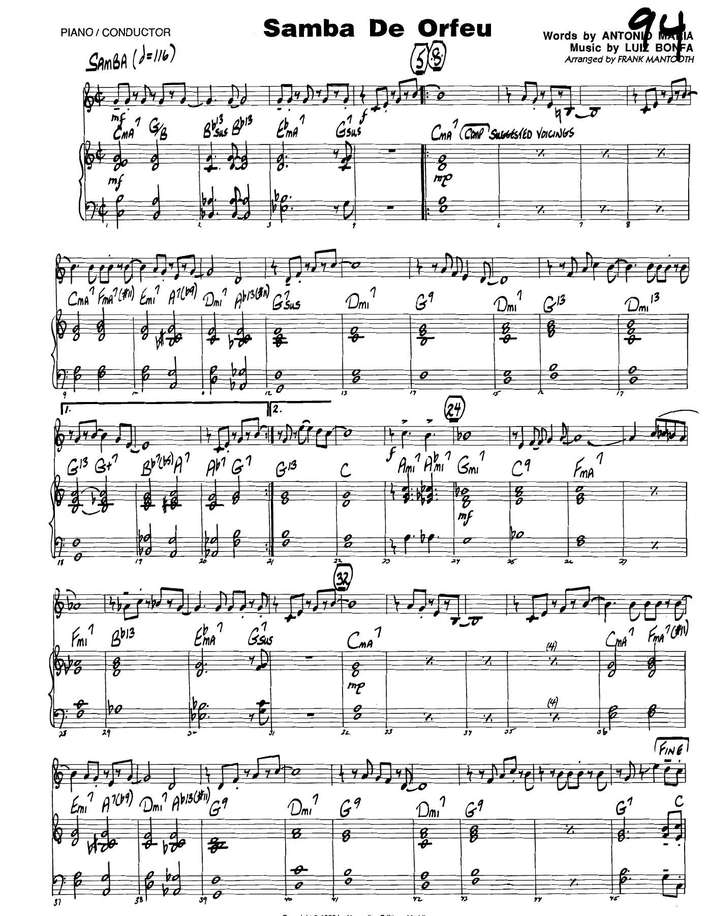 Samba De Orfeu (F.Mantooth) Combo — sheet music cover (first page)