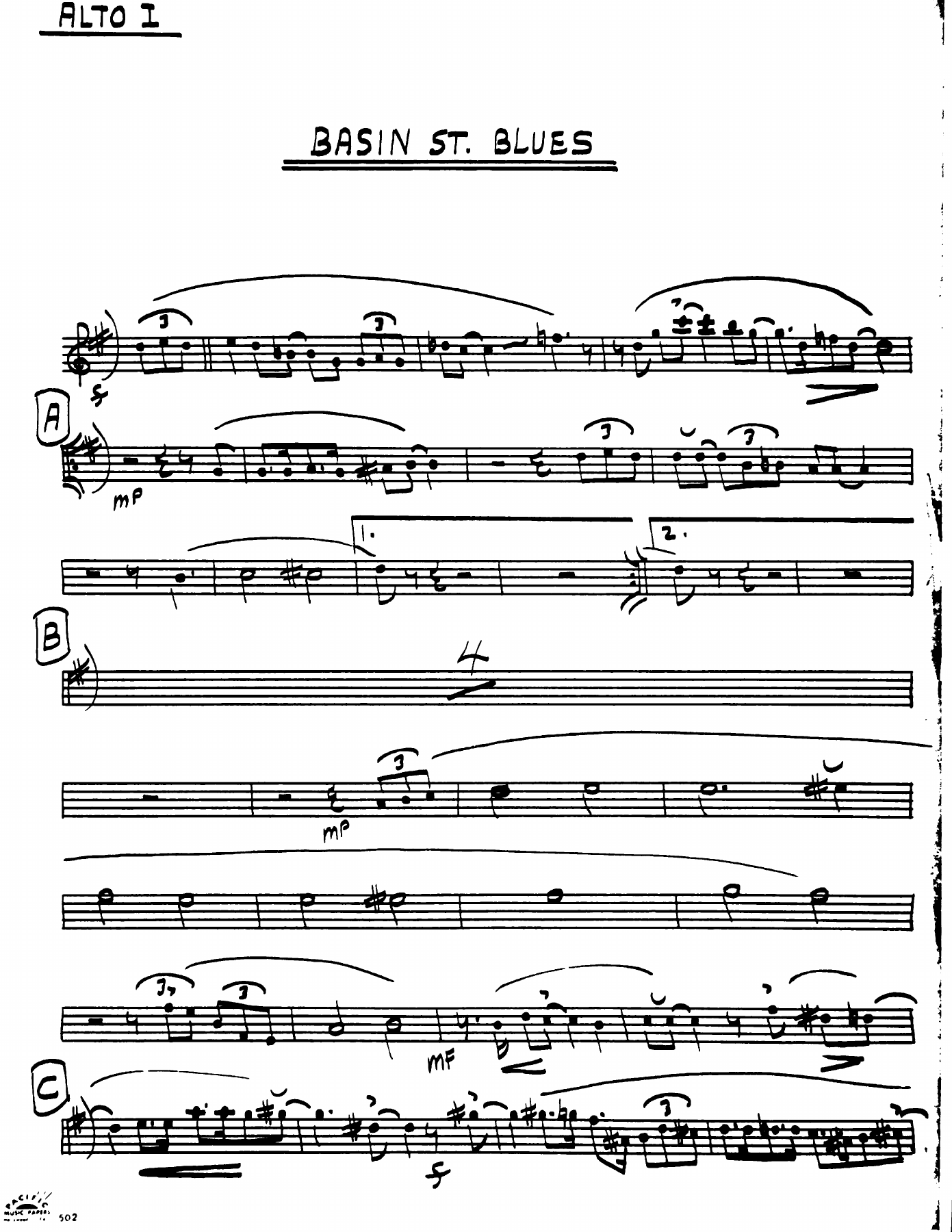 Basin Street Blues — sheet music preview