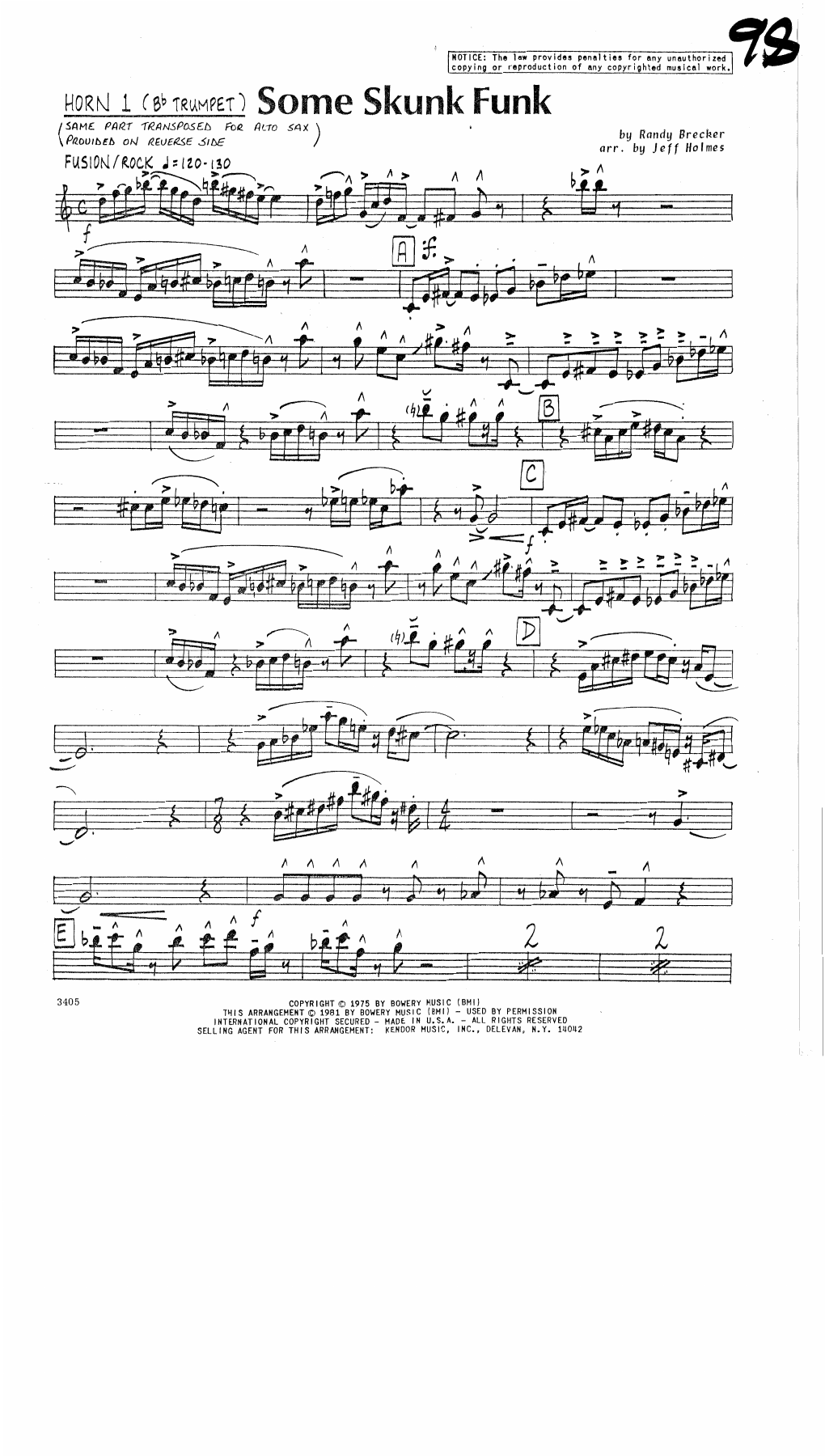 Some Skunk Funk — sheet music cover (first page)