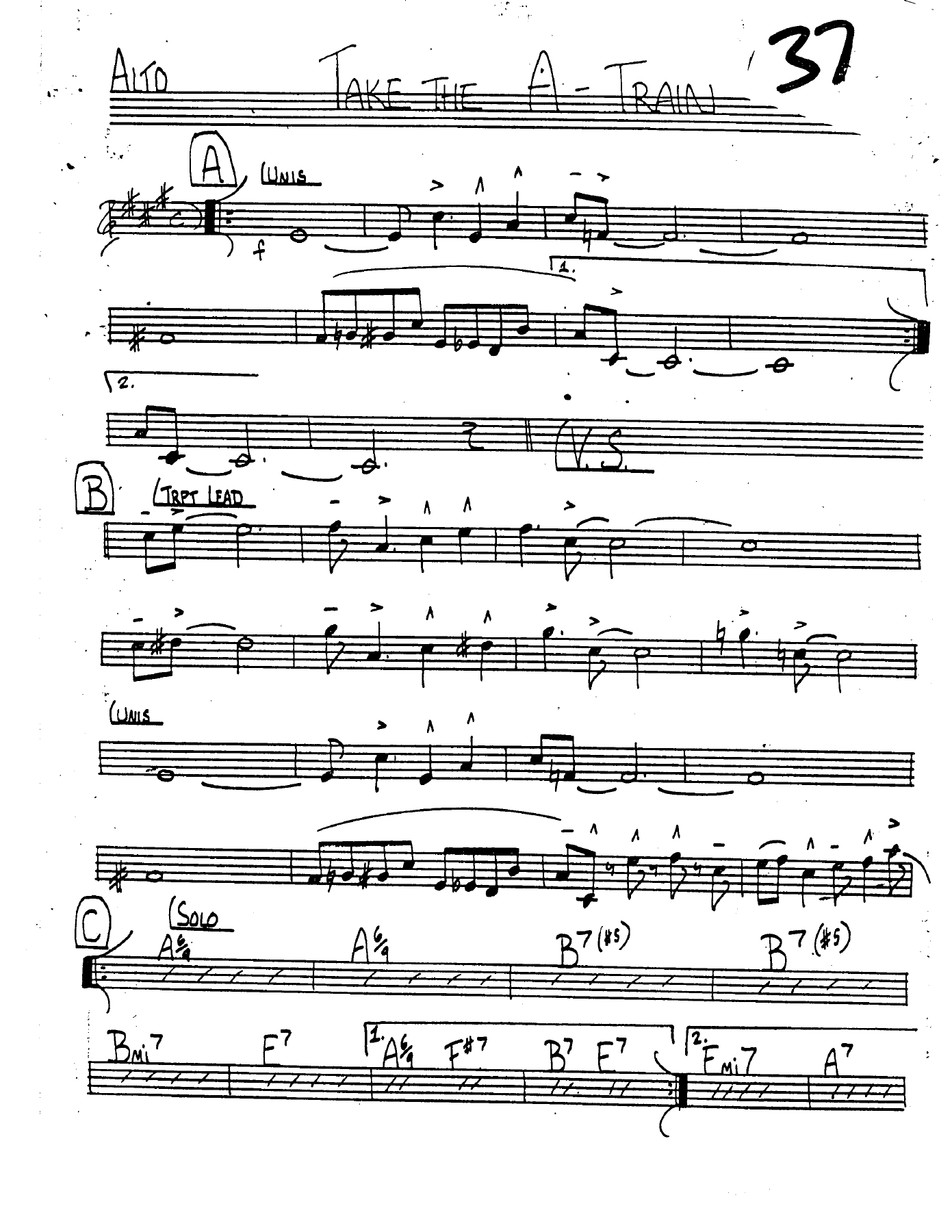 Take The A Train (T.Kubis) 3214 — Small Ensemble sheet music arranged by Mr. X | Jazz Standard