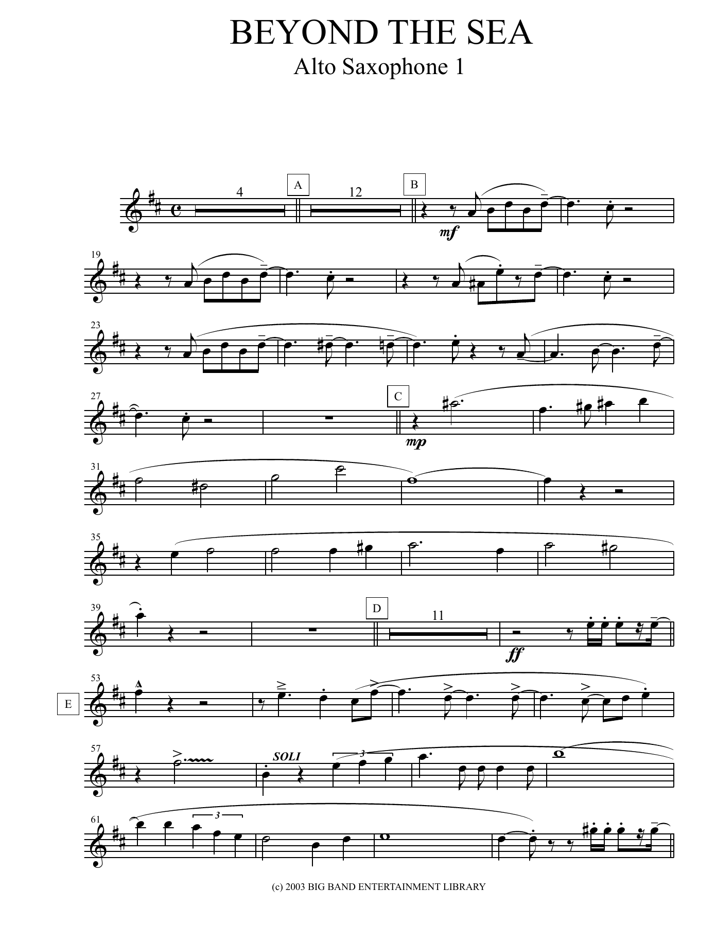 Beyond The Sea — sheet music cover (first page)