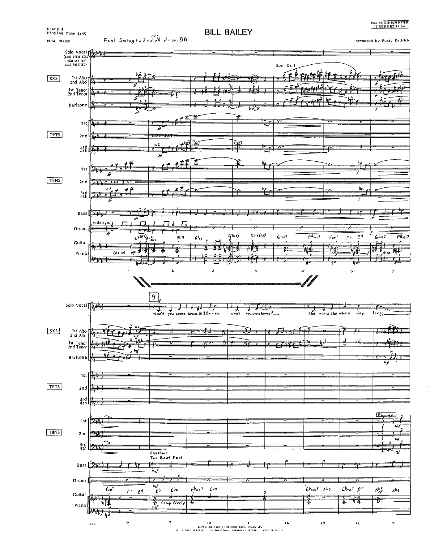 Bill Bailey — sheet music cover (first page)