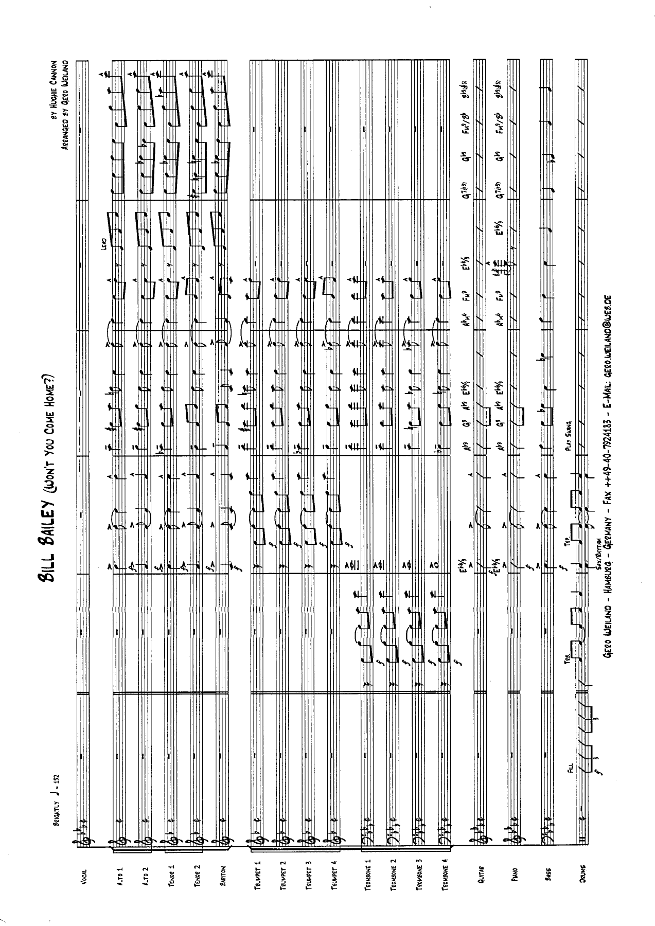 Bill Bailey (Won't You Please Come Home) — Big Band Vokal sheet music by Gero Weiland - Vocal | Jazz Standard