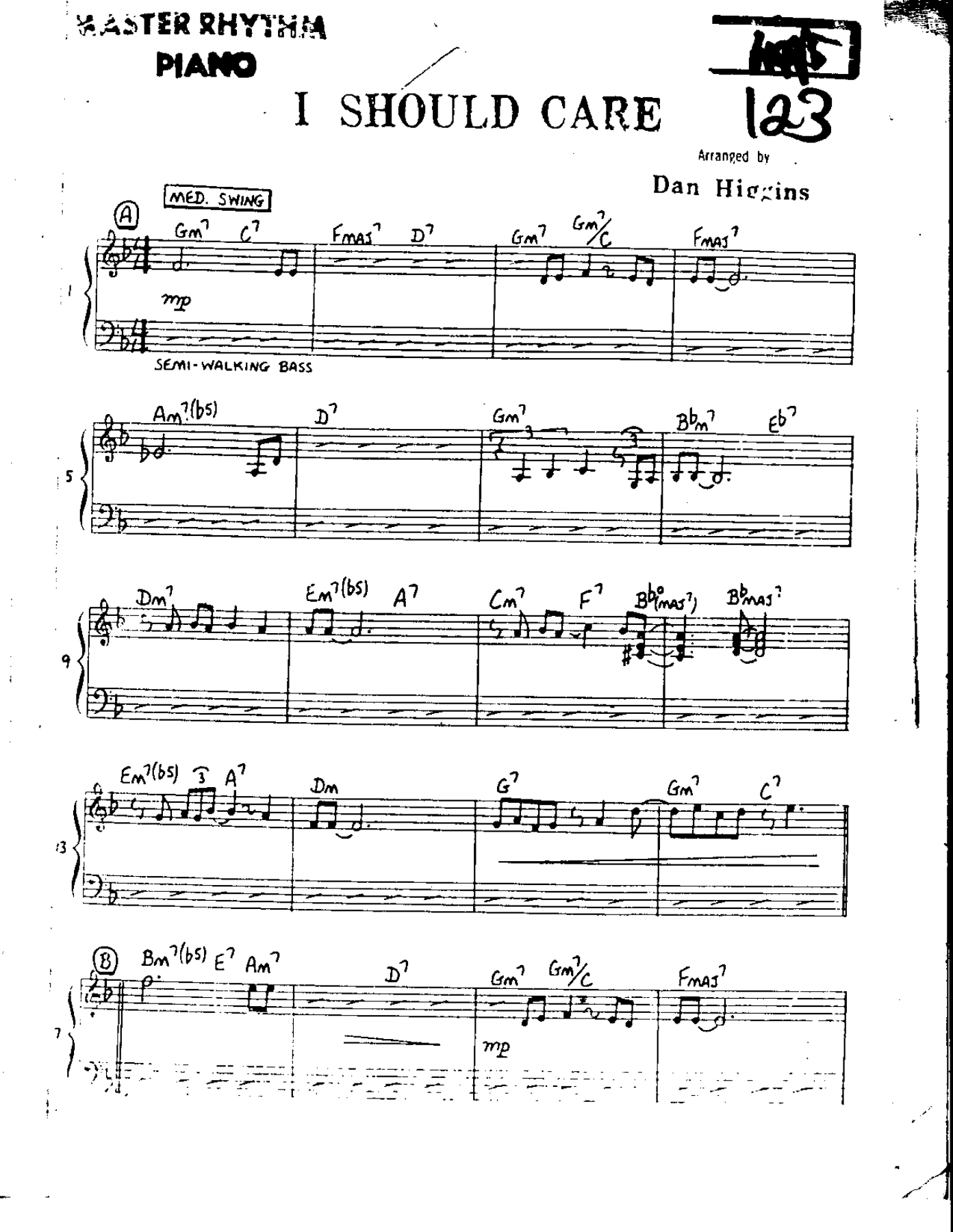 I Should Care — Small Ensemble sheet music arranged by Dan Higgins | Jazz Standard