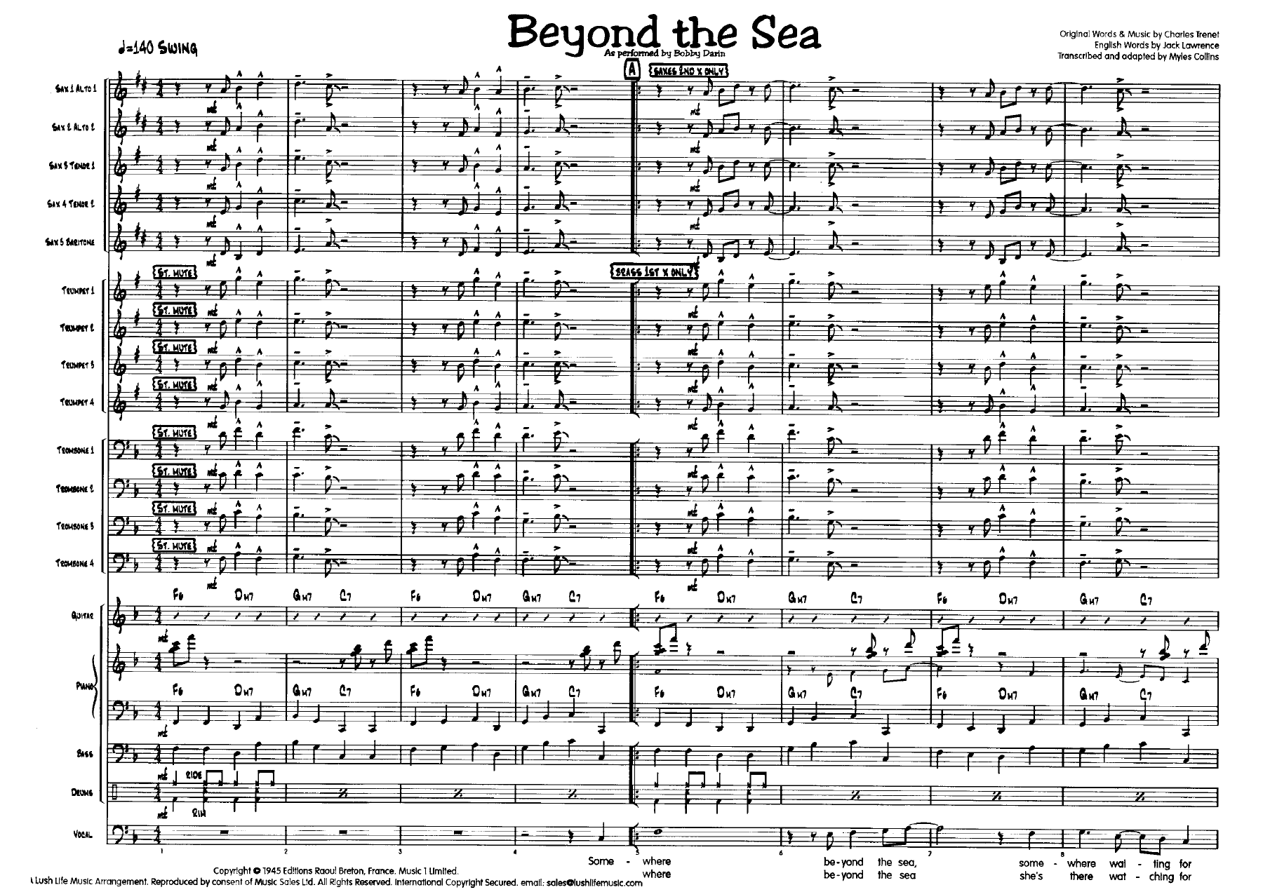 Beyond The Sea — sheet music cover (first page)