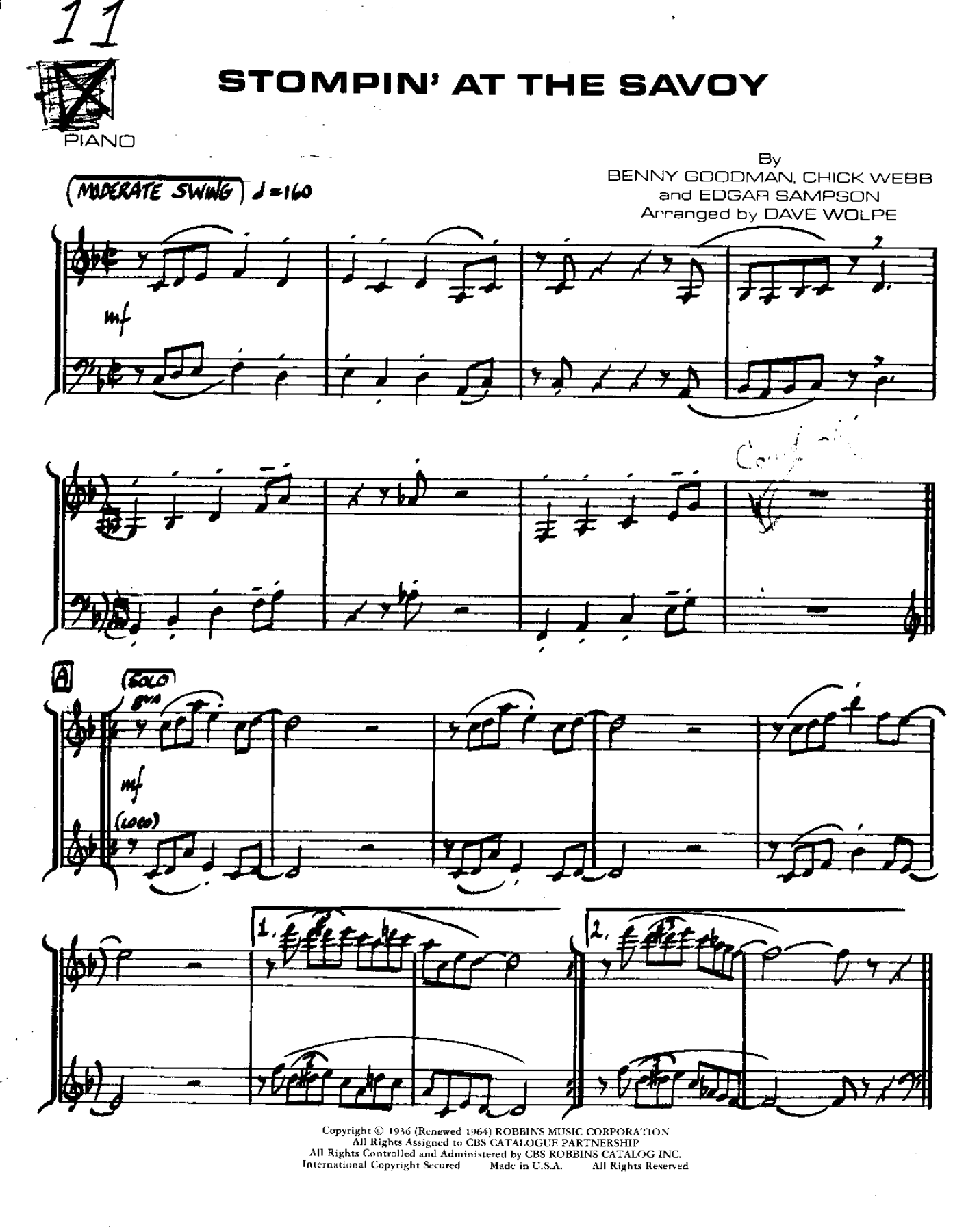 Stompin' At The Savoy — sheet music cover (first page)
