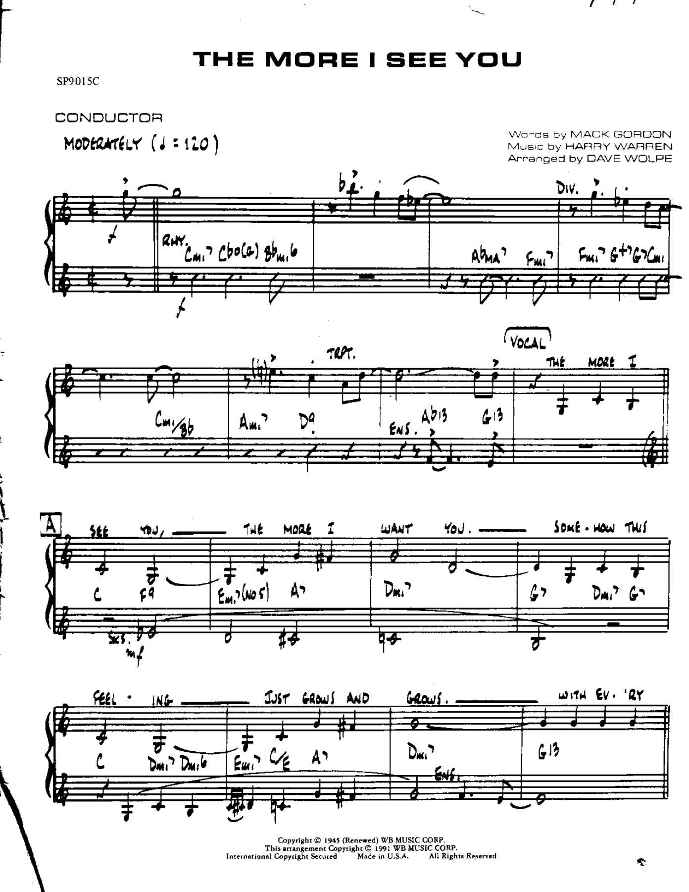 The More I See You — sheet music preview