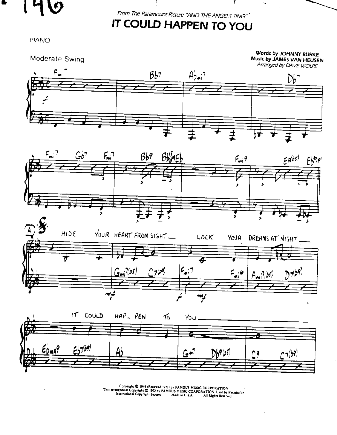 It Could Happen To You — Small Ensemble sheet music arranged by DAVE WOLPE | Jazz Standard