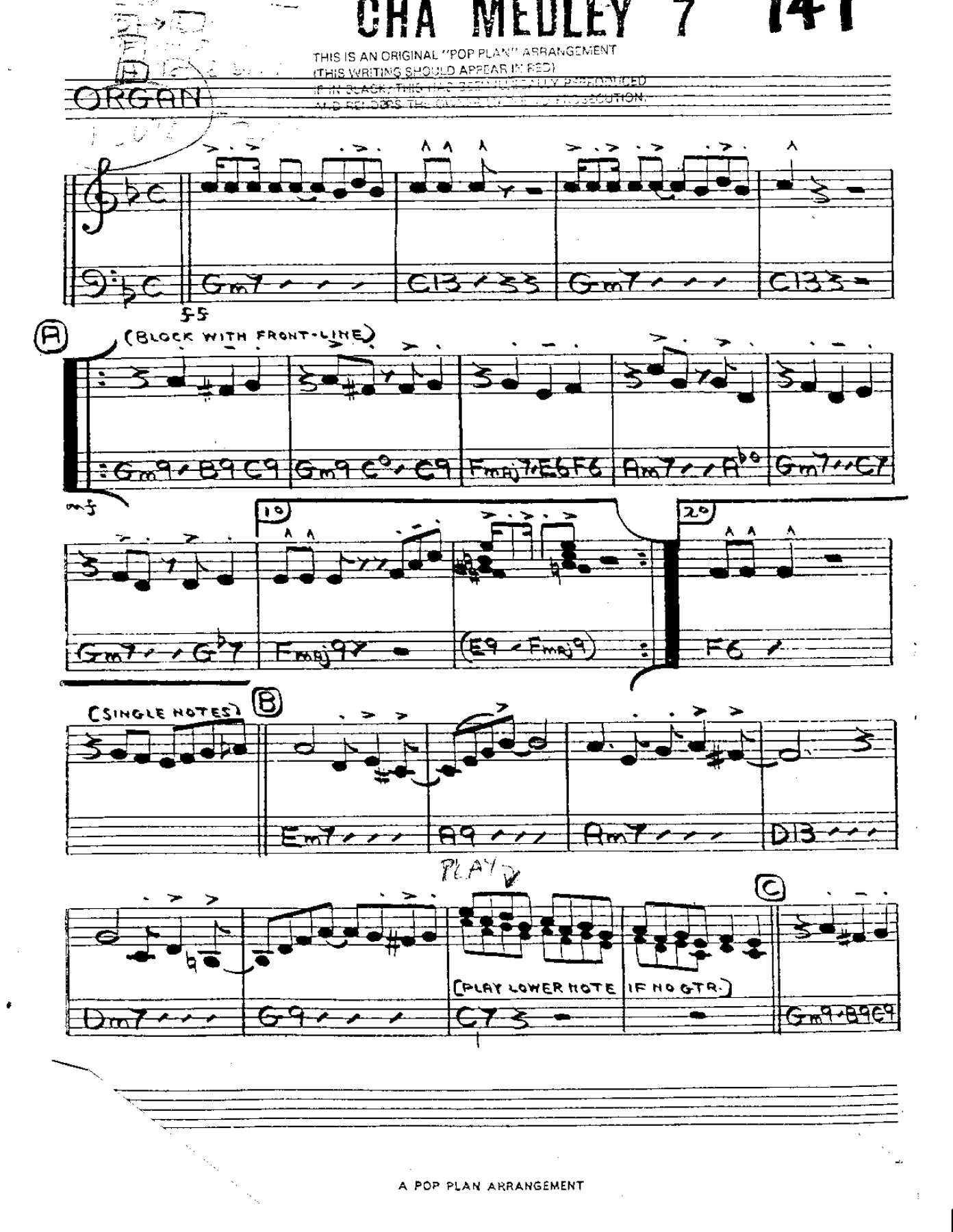 Cha Cha Medley #7 — Small Ensemble sheet music arranged by Mr. X | Jazz Standard