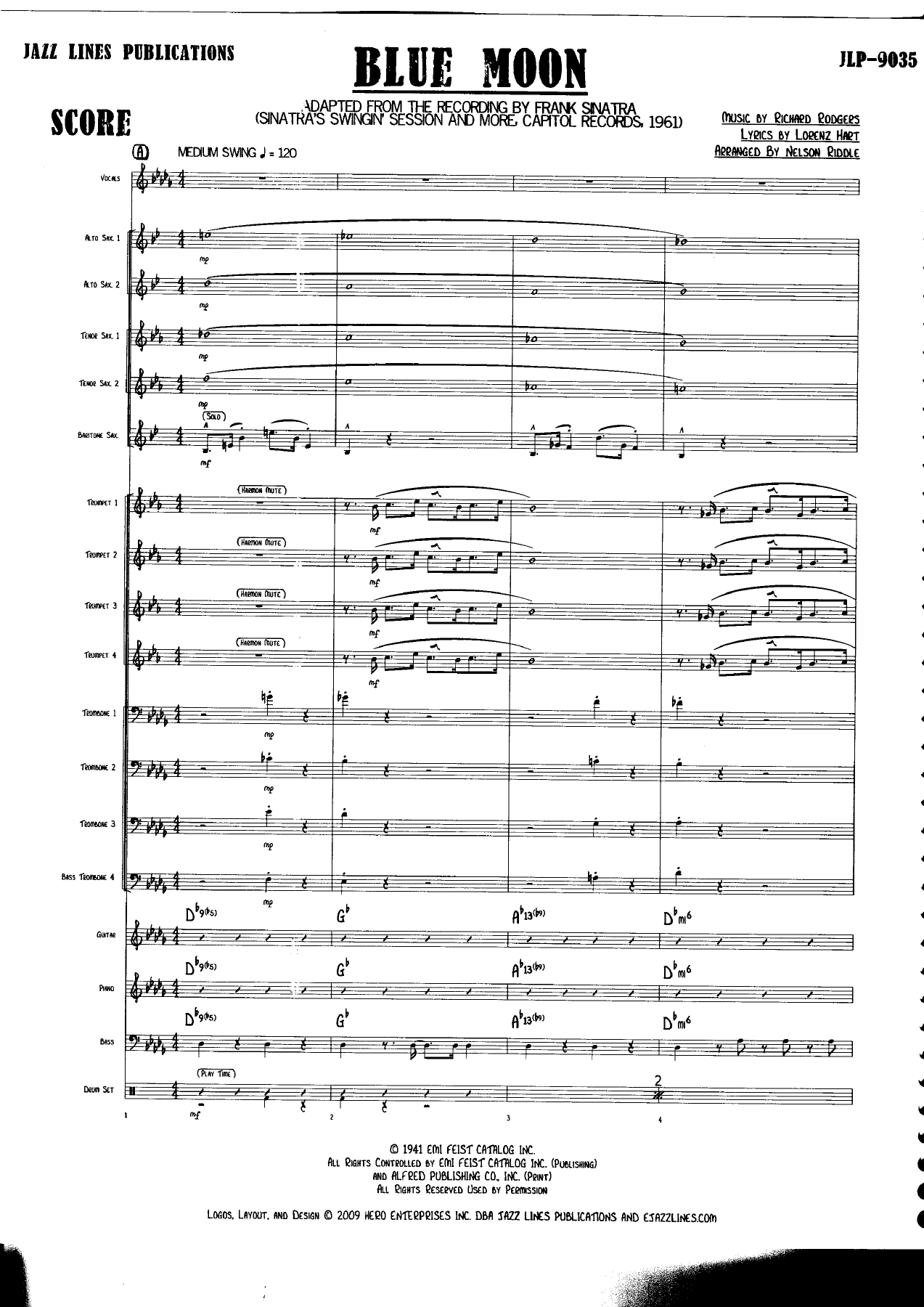 Blue Moon  Sinatra — sheet music cover (first page)