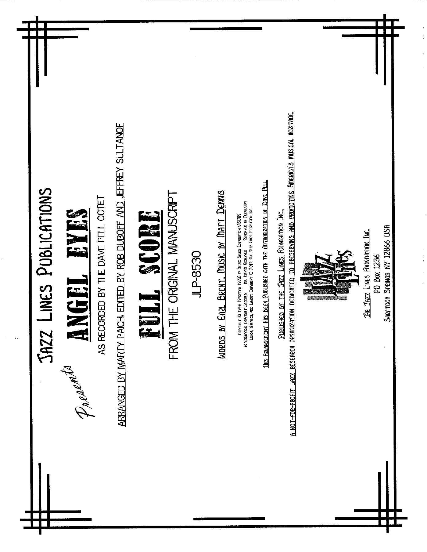 Angel Eyes (M.Paich) Dave Pell — sheet music preview