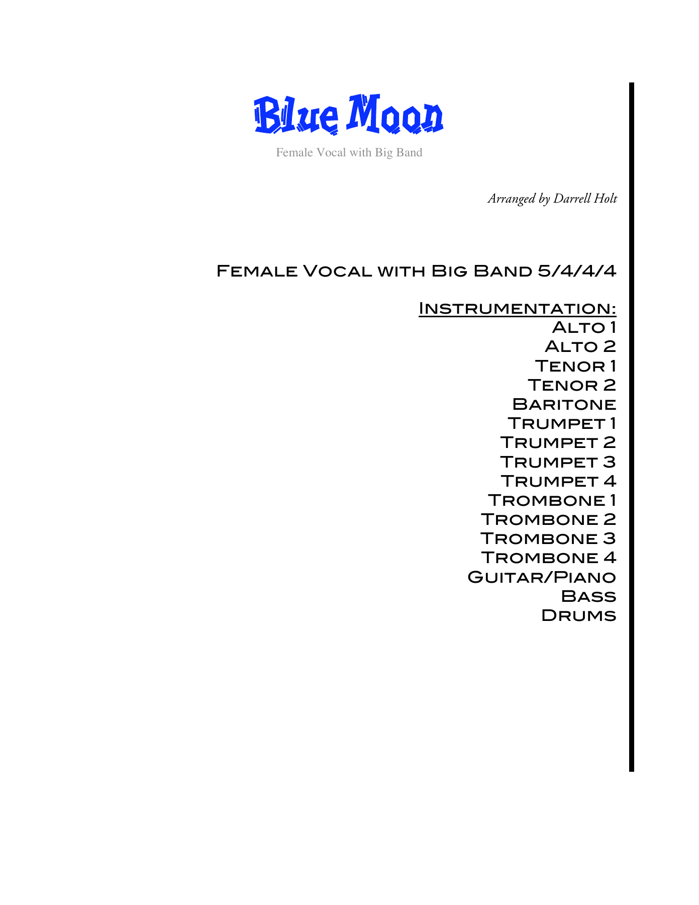 Blue Moon — sheet music cover (first page)